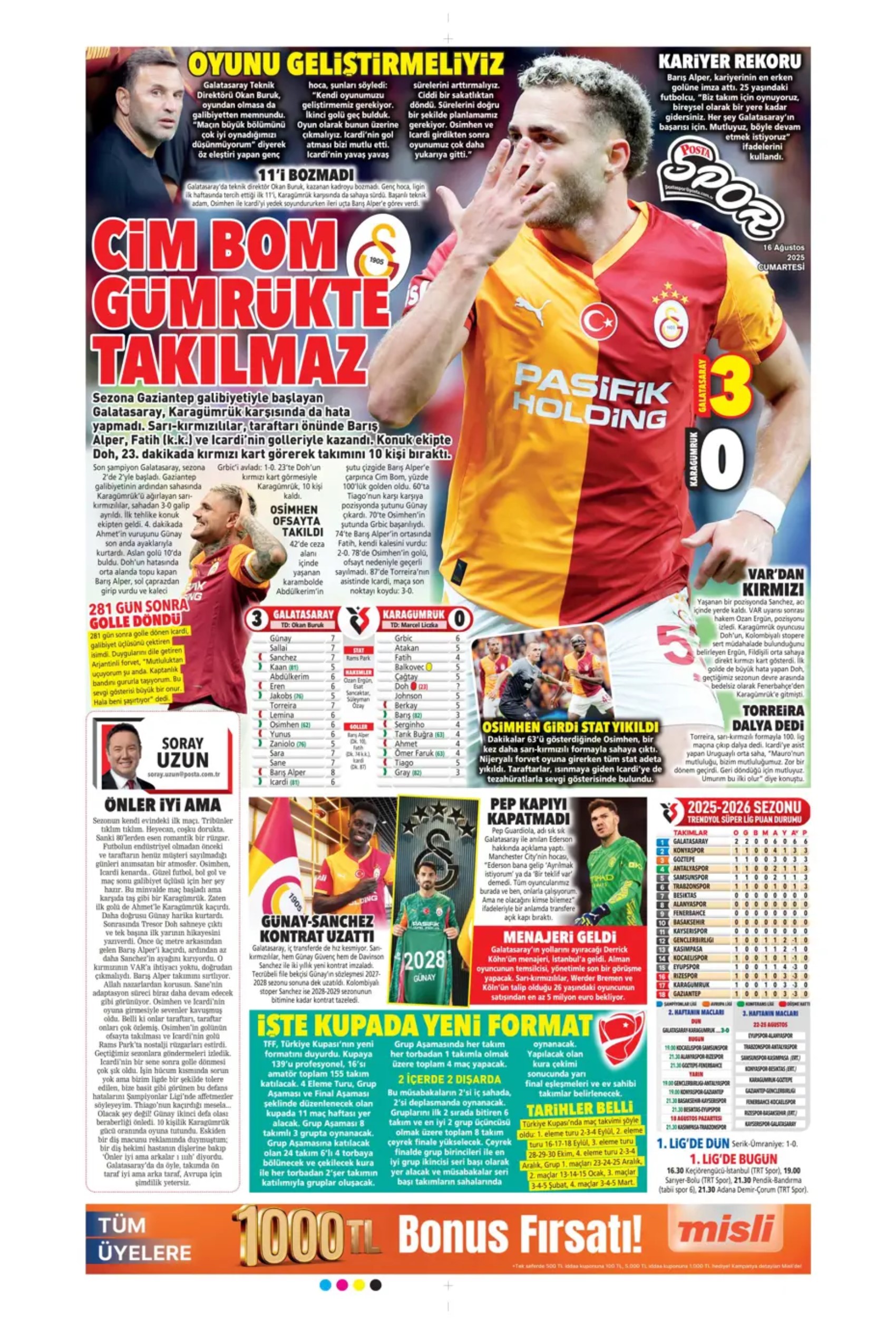 Sporda günün manşetleri: Kerem Aktürkoğlu'na 'Kartal' pençesi!