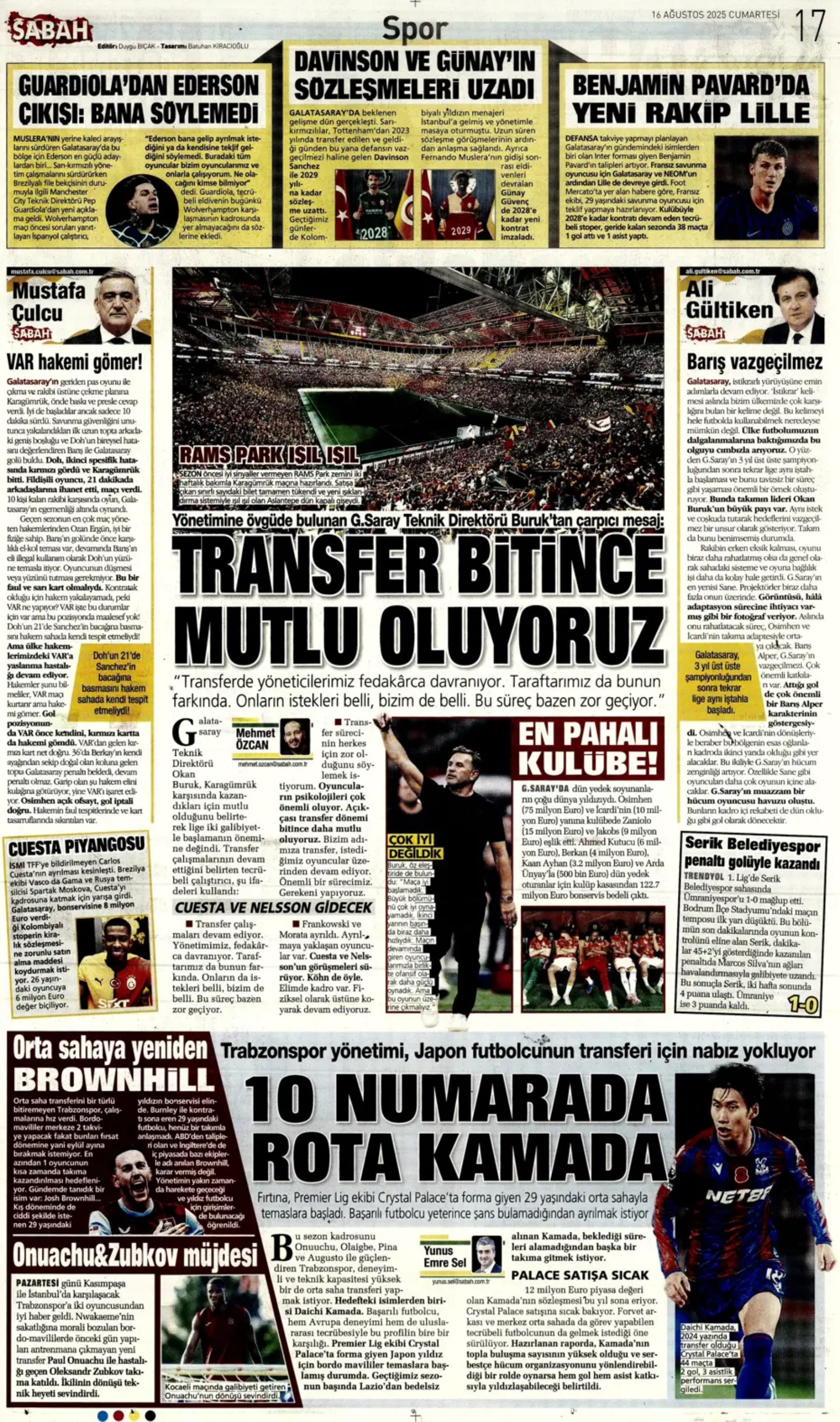 Sporda günün manşetleri: Kerem Aktürkoğlu'na 'Kartal' pençesi!