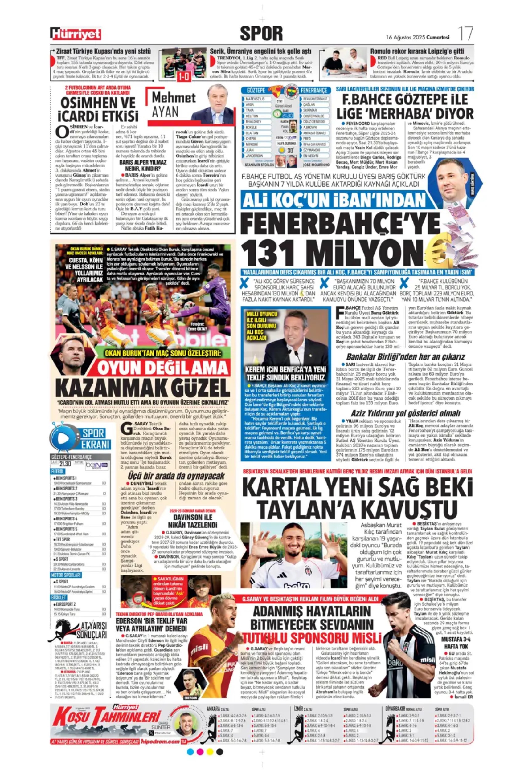 Sporda günün manşetleri: Kerem Aktürkoğlu'na 'Kartal' pençesi!