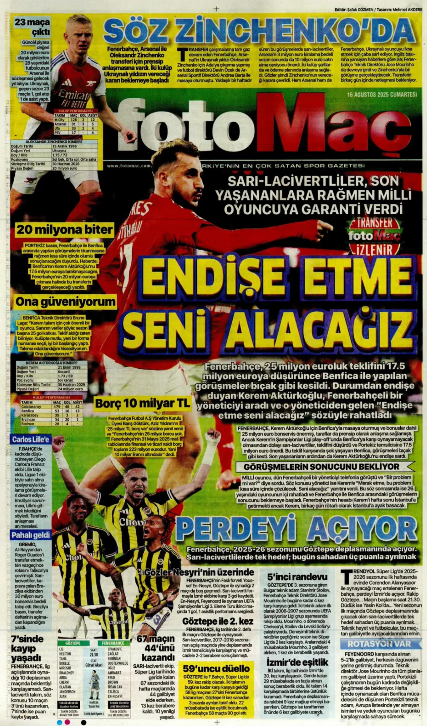 Sporda günün manşetleri: Kerem Aktürkoğlu'na 'Kartal' pençesi!