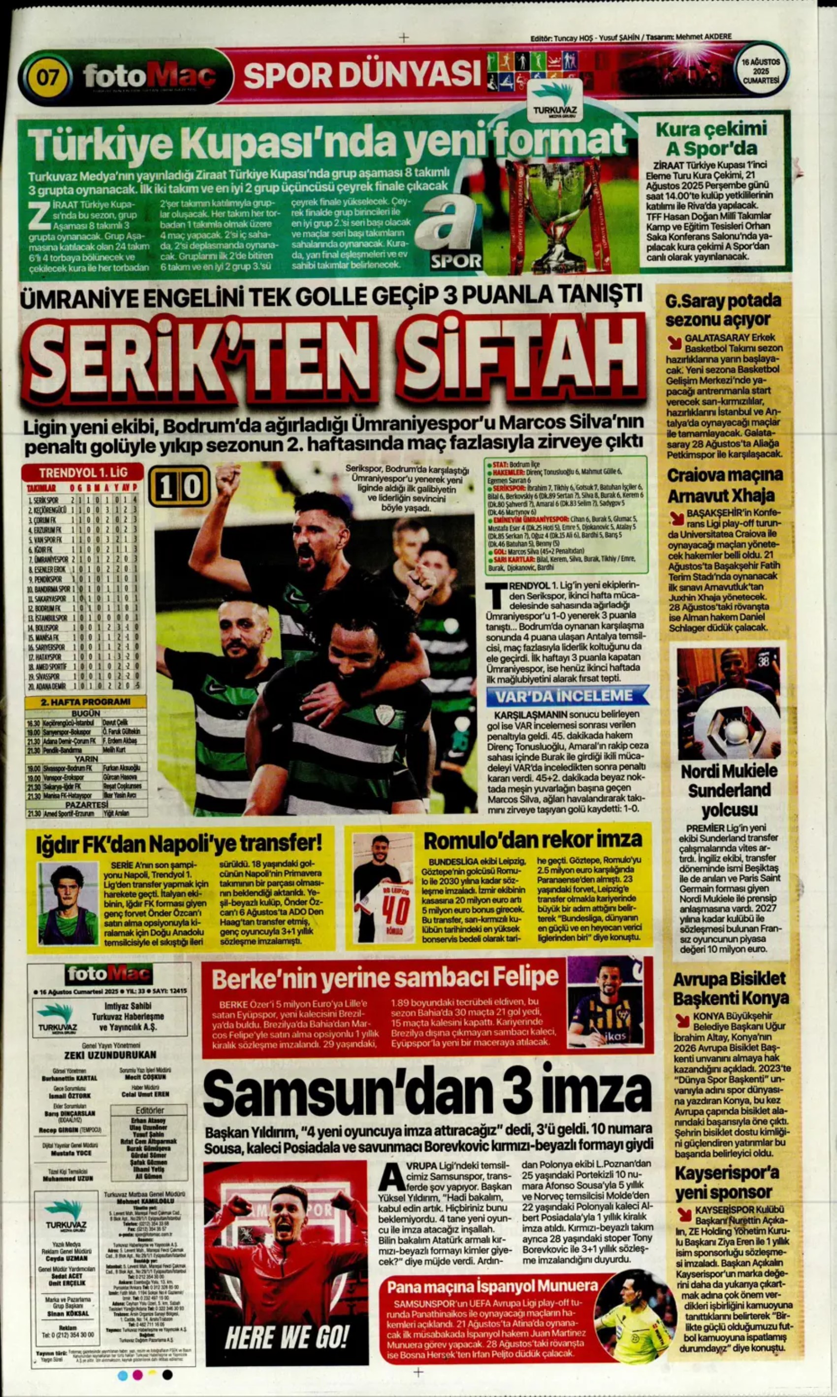Sporda günün manşetleri: Kerem Aktürkoğlu'na 'Kartal' pençesi!