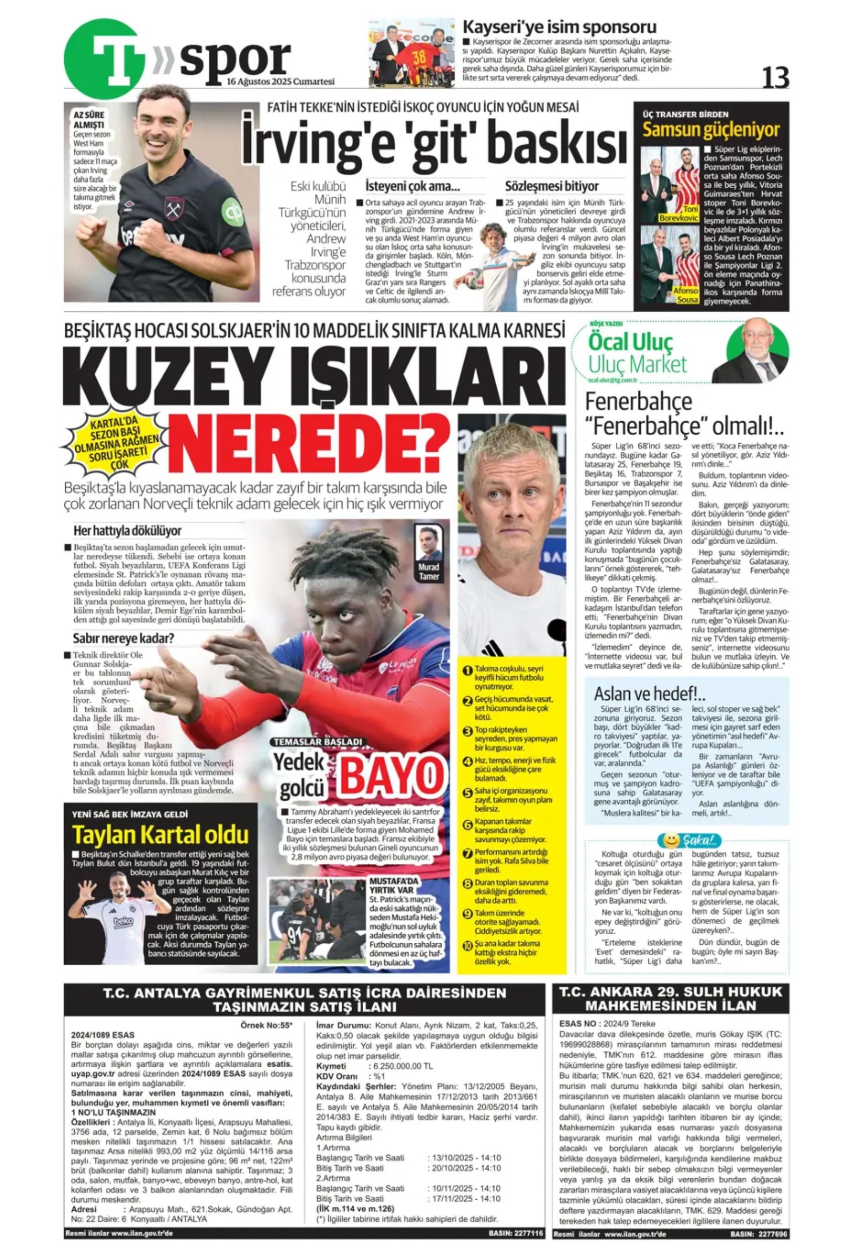 Sporda günün manşetleri: Kerem Aktürkoğlu'na 'Kartal' pençesi!