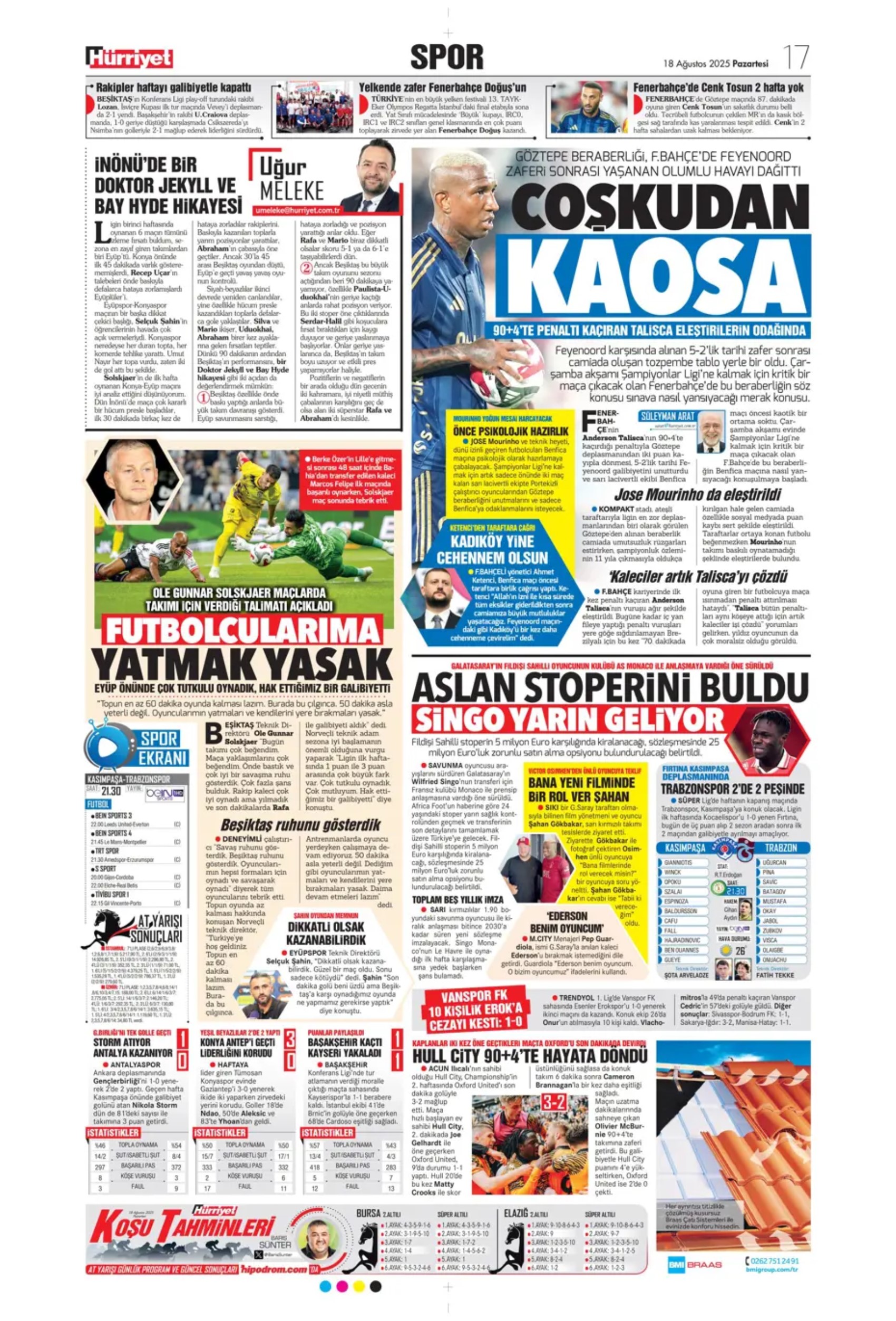 Sporda günün manşetleri: Fenerbahçe'de Palacios gündemi, Galatasaray'da Barış Alper'in alternatifi belli oldu!