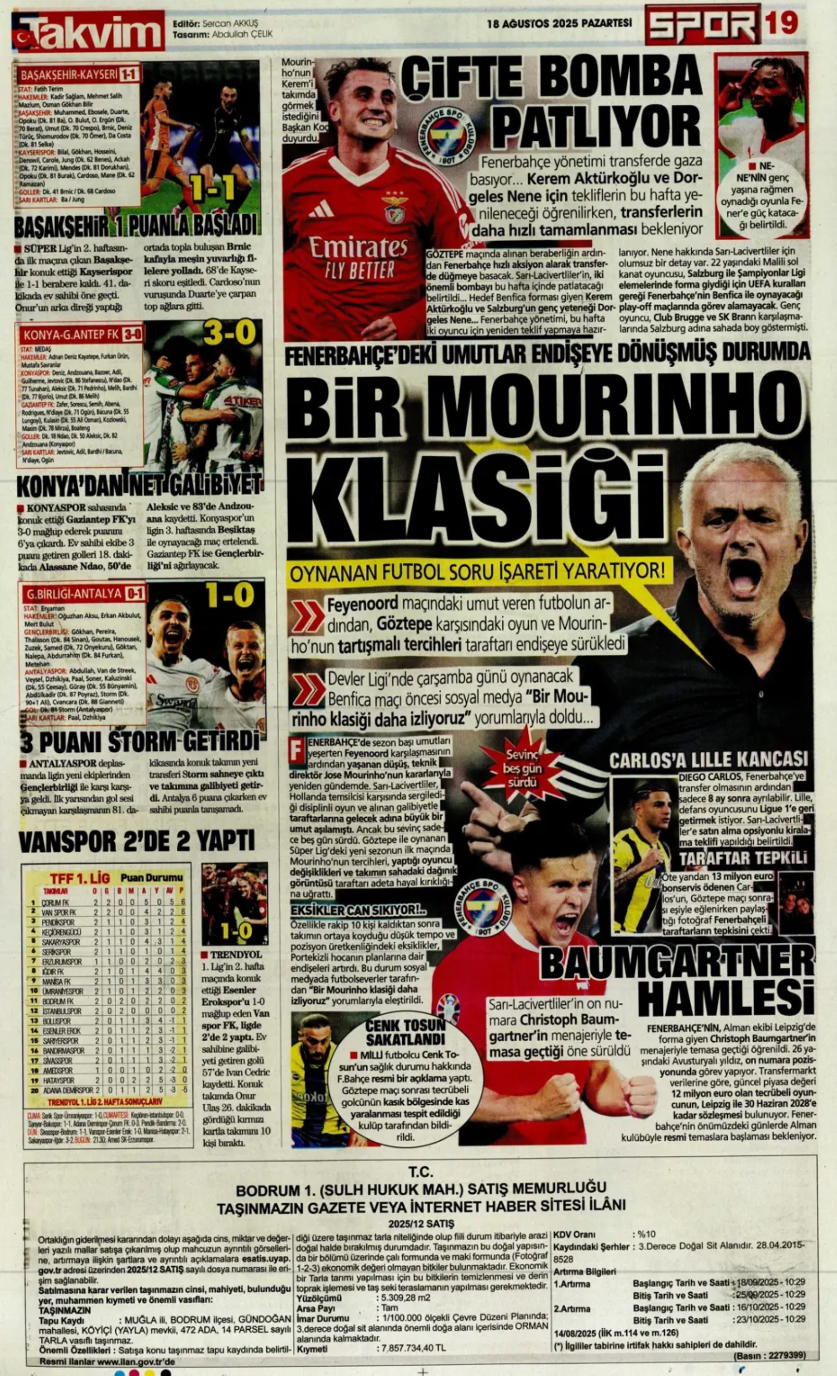 Sporda günün manşetleri: Fenerbahçe'de Palacios gündemi, Galatasaray'da Barış Alper'in alternatifi belli oldu!
