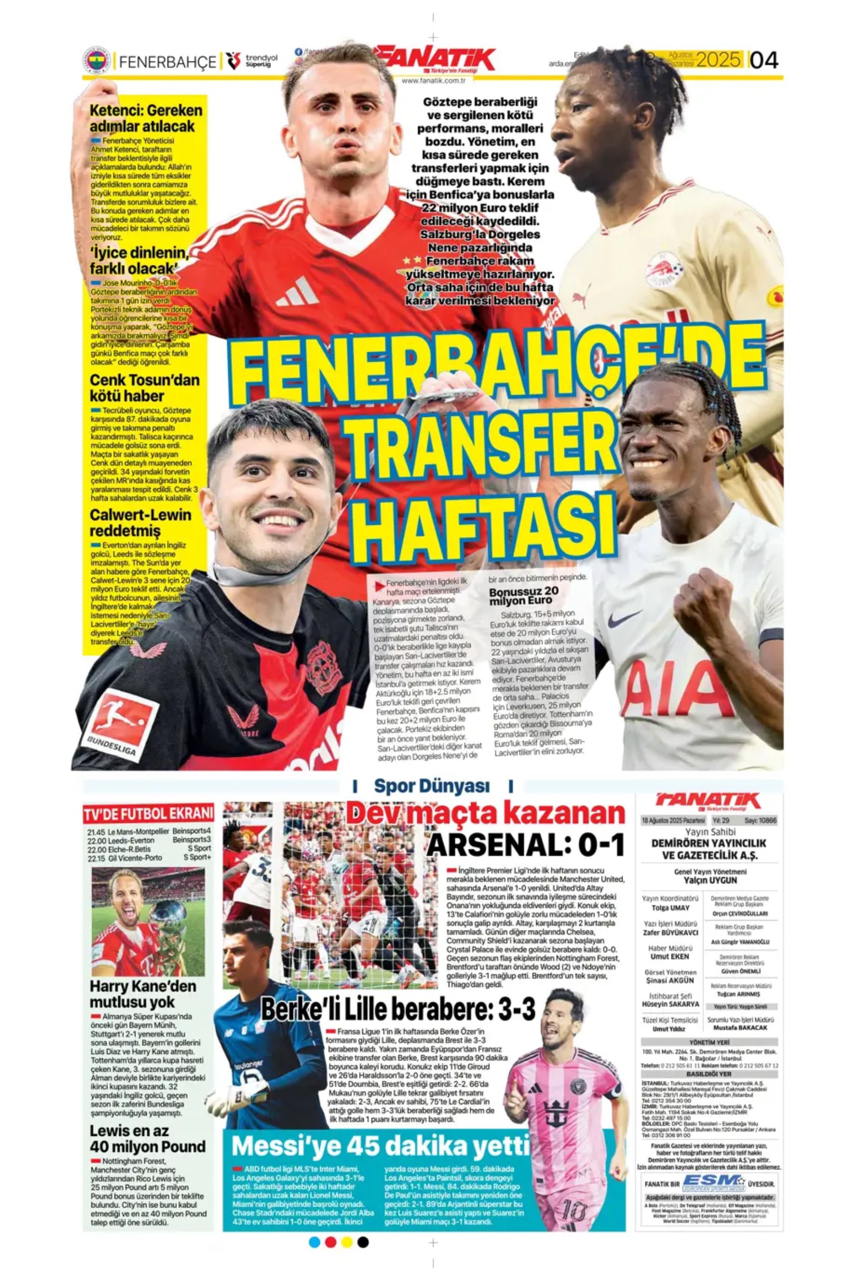 Sporda günün manşetleri: Fenerbahçe'de Palacios gündemi, Galatasaray'da Barış Alper'in alternatifi belli oldu!