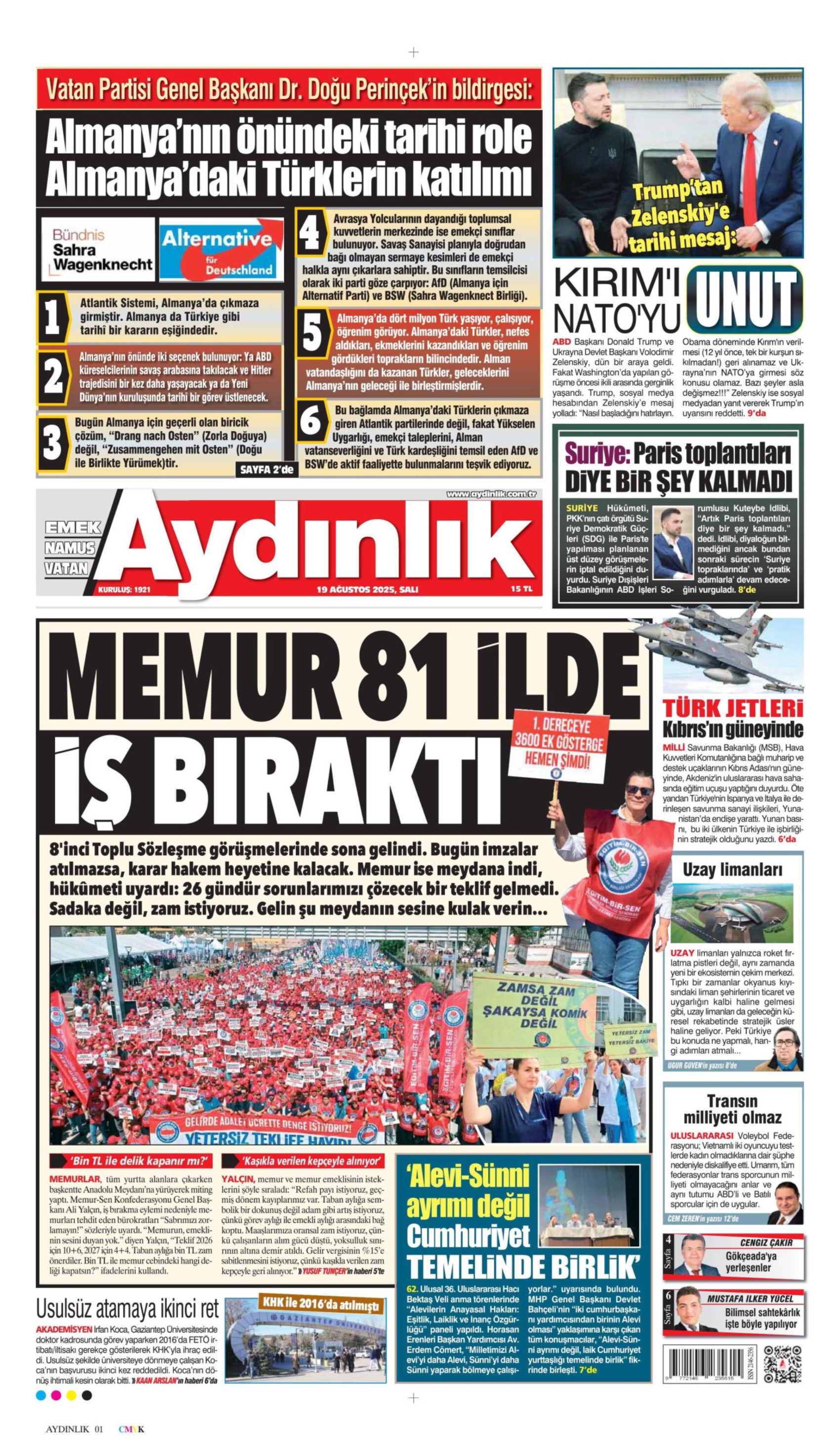 19 Ağustos 2025 gazete manşetleri: Gazeteler, CHP'nin Aydın mitingini nasıl gördü?