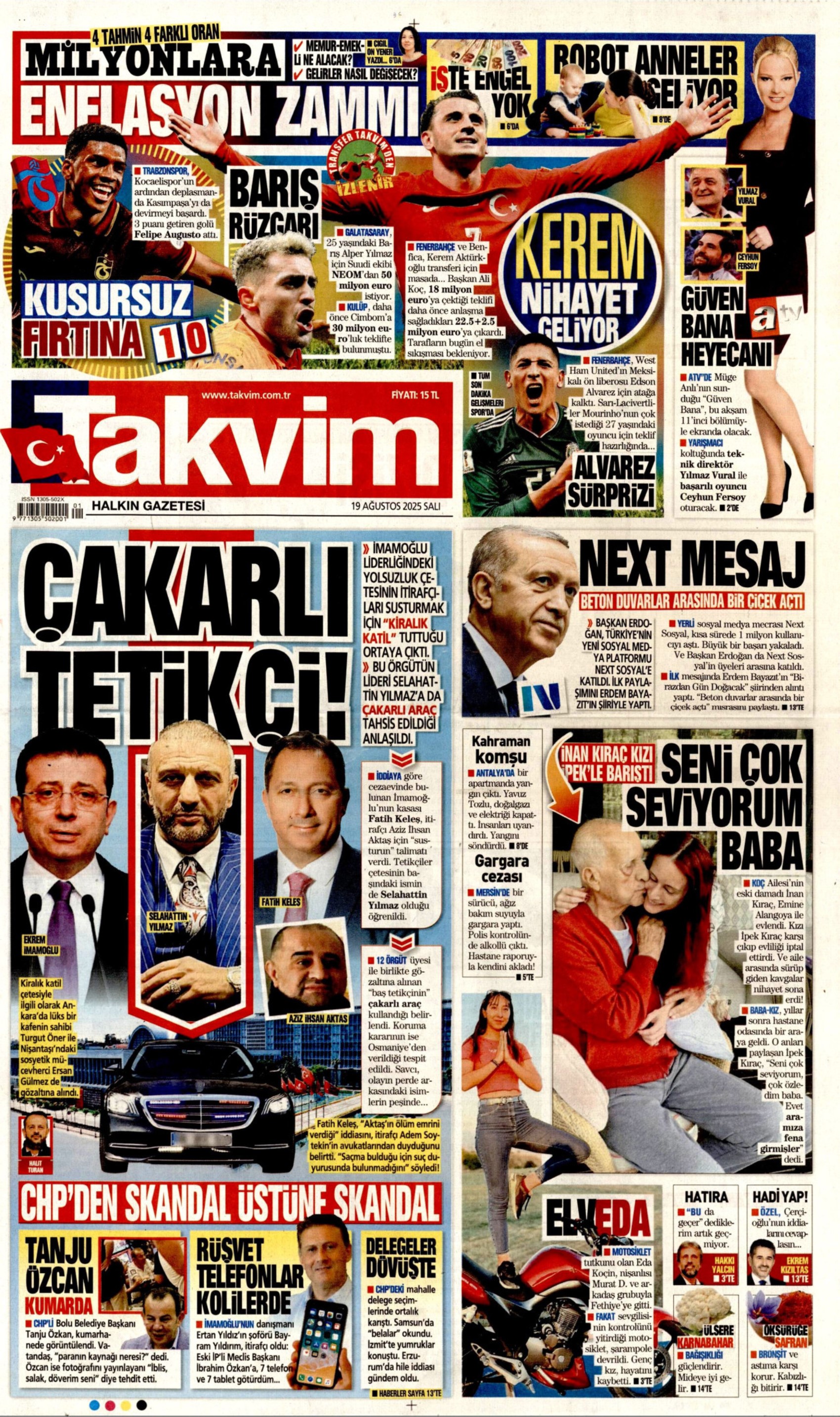 19 Ağustos 2025 gazete manşetleri: Gazeteler, CHP'nin Aydın mitingini nasıl gördü?