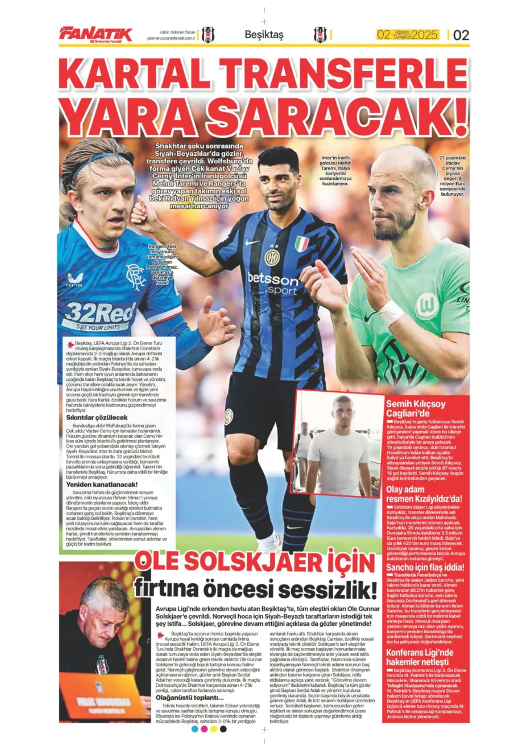 Sporda günün manşetleri: Beşiktaş'ta favori Sergen Yalçın