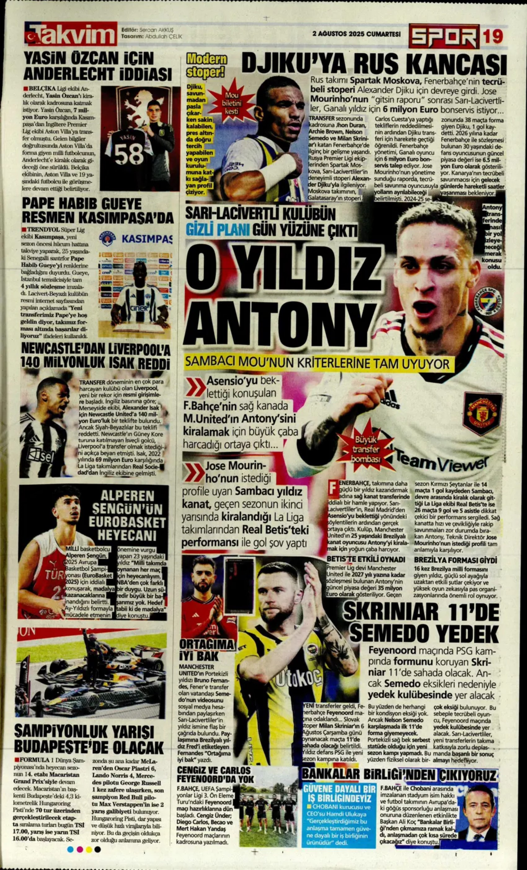Sporda günün manşetleri: Beşiktaş'ta favori Sergen Yalçın