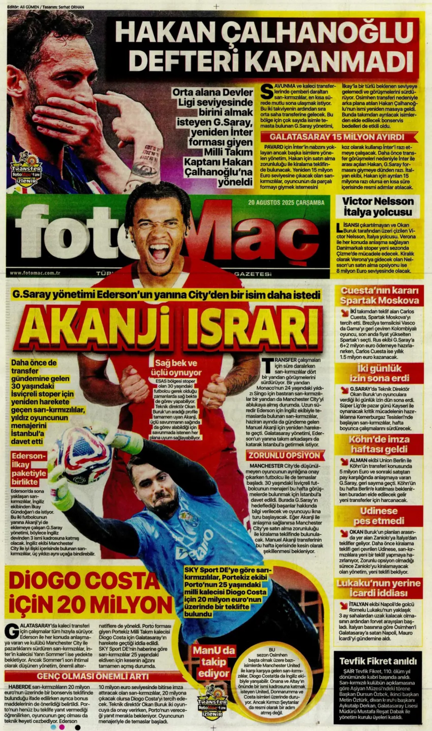 Sporda günün manşetleri... Hakan Çalhanoğlu dosyası kapanmadı
