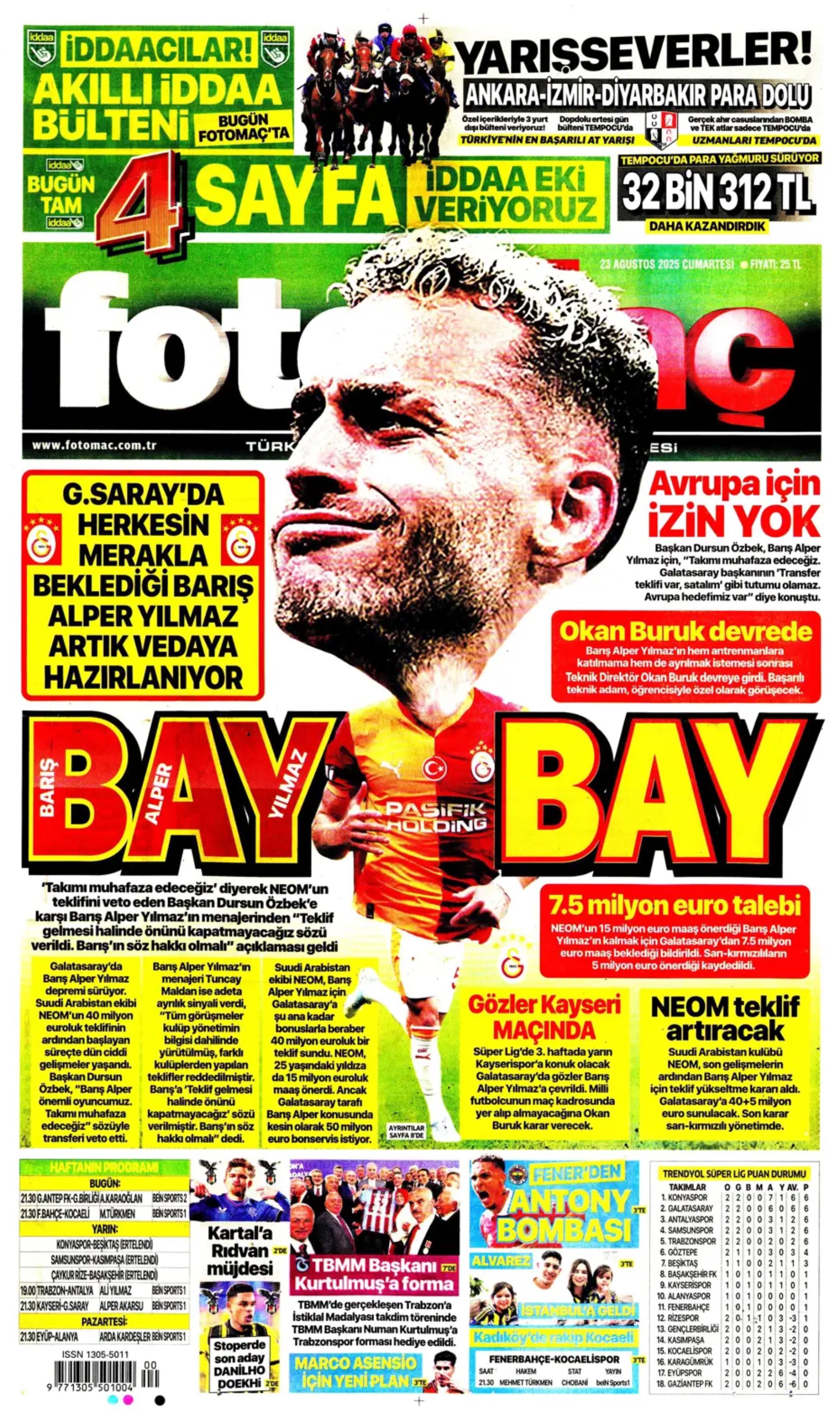 Sporda günün manşetleri... Fenerbahçe'nin transferdeki ana hedefi belli oldu