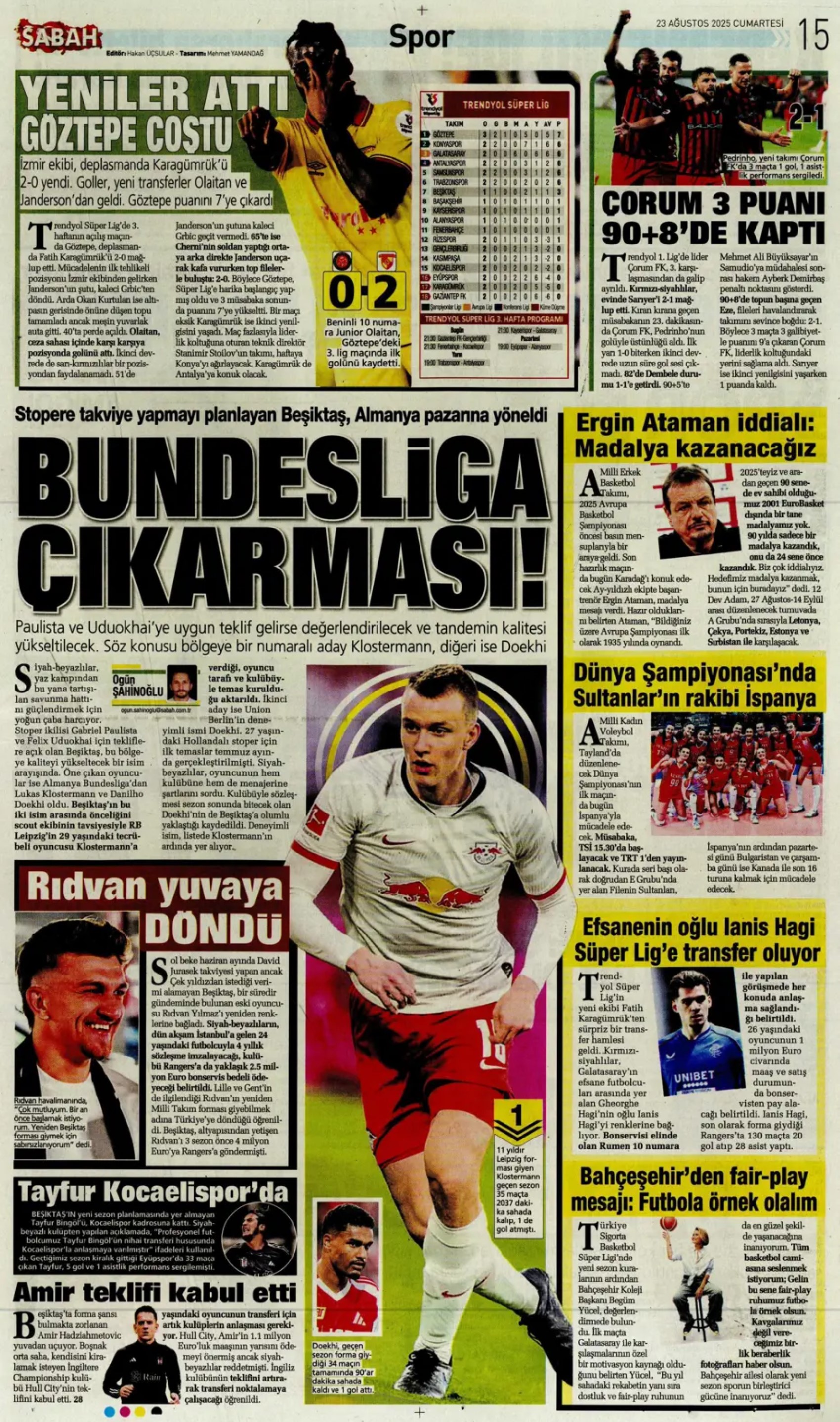 Sporda günün manşetleri... Fenerbahçe'nin transferdeki ana hedefi belli oldu