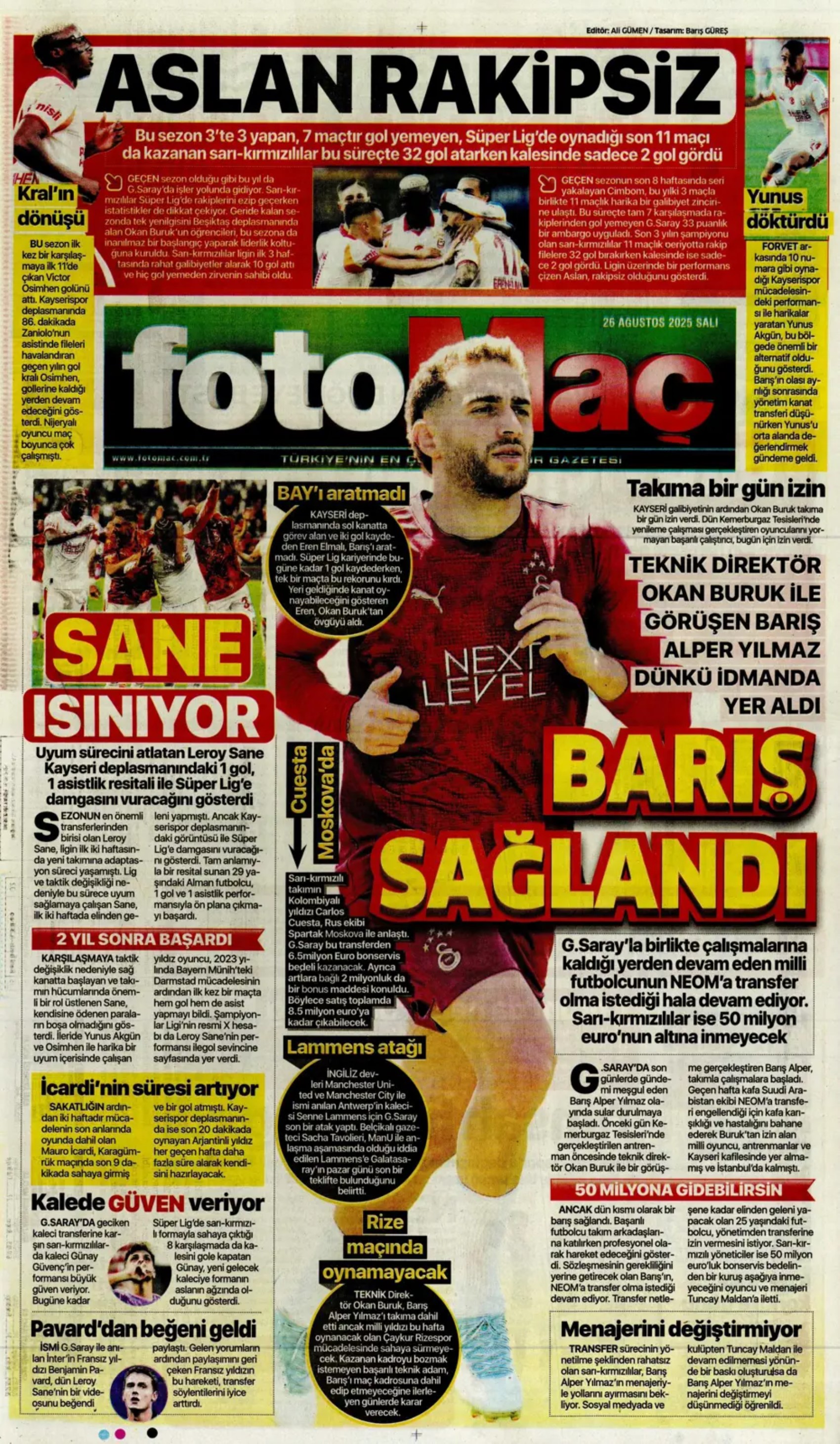 Sporda günün manşetleri... Galatasaray transferde atağa kalktı: Aslan, Singo transferini bitiriyor