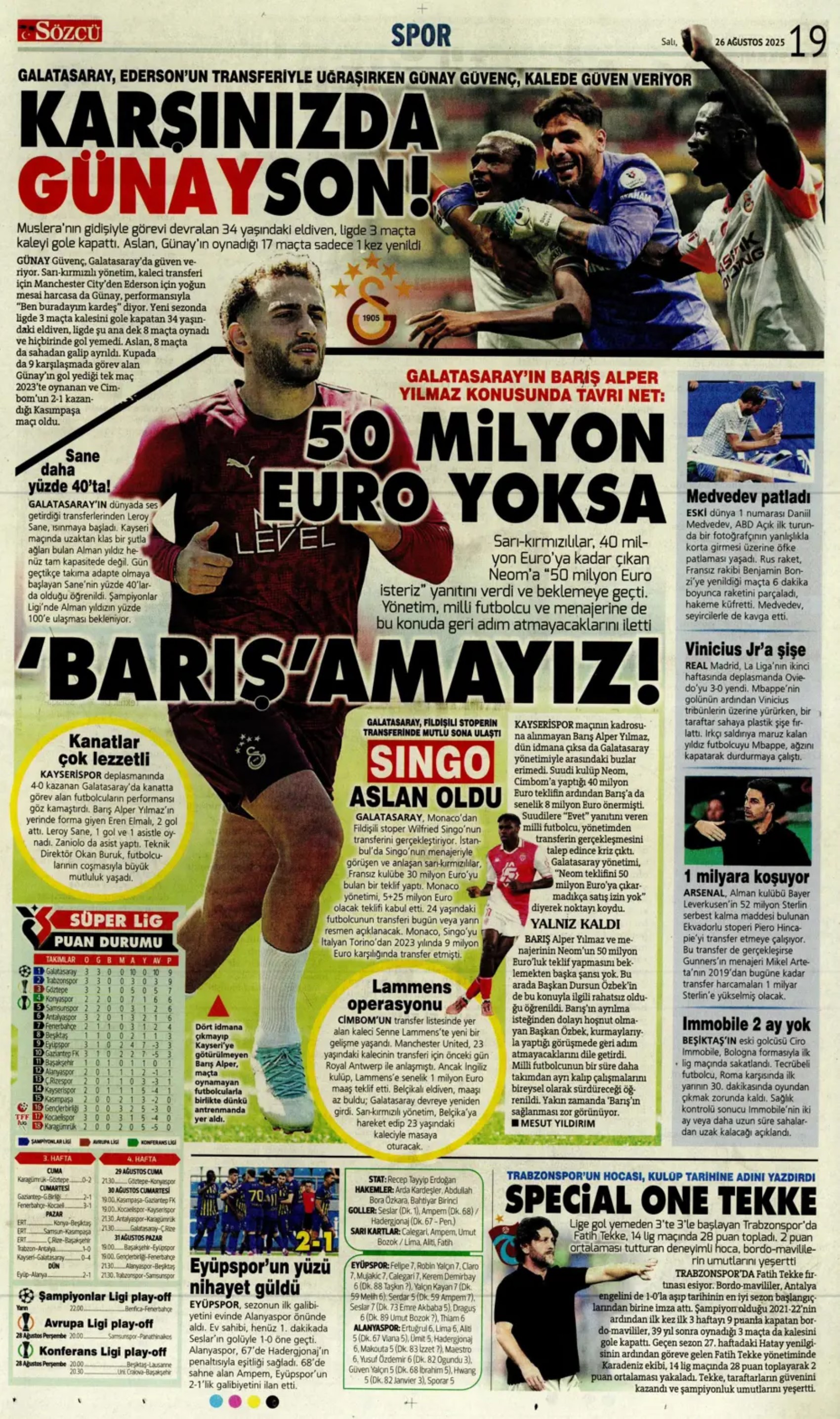 Sporda günün manşetleri... Galatasaray transferde atağa kalktı: Aslan, Singo transferini bitiriyor