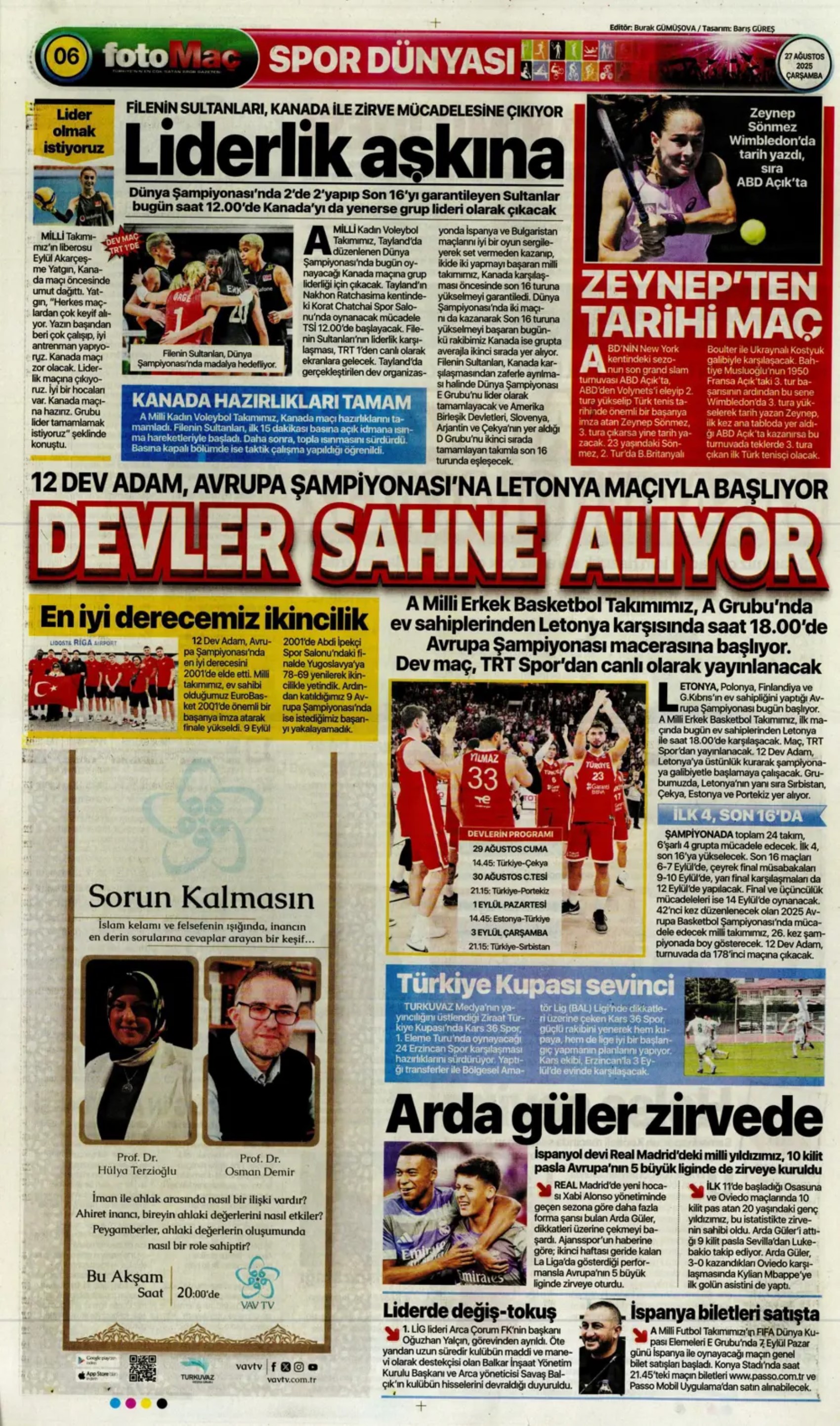 Sporda günün manşetleri... Fenerbahçe'nin liste başını Galatasaray alıyor