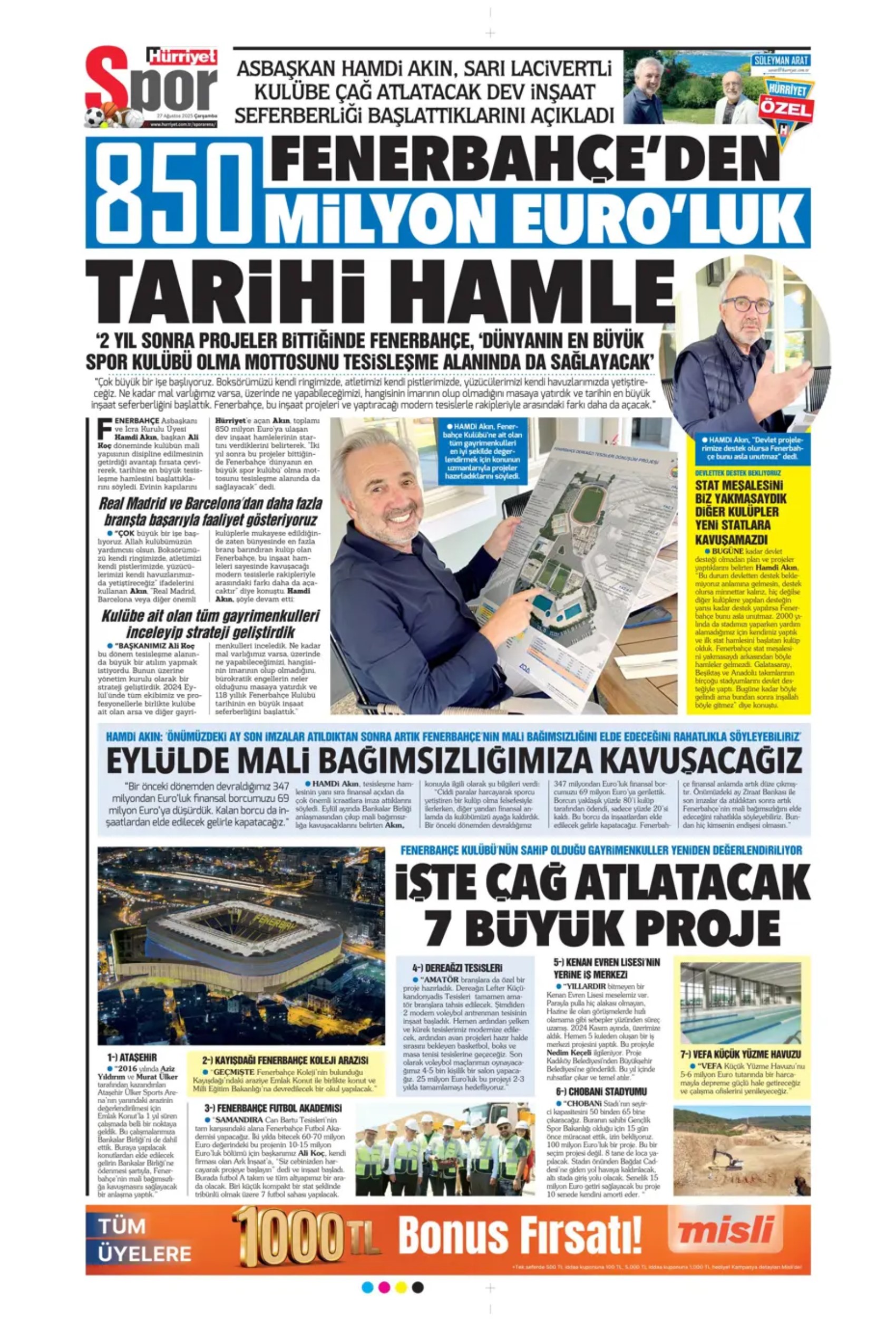 Sporda günün manşetleri... Fenerbahçe'nin liste başını Galatasaray alıyor