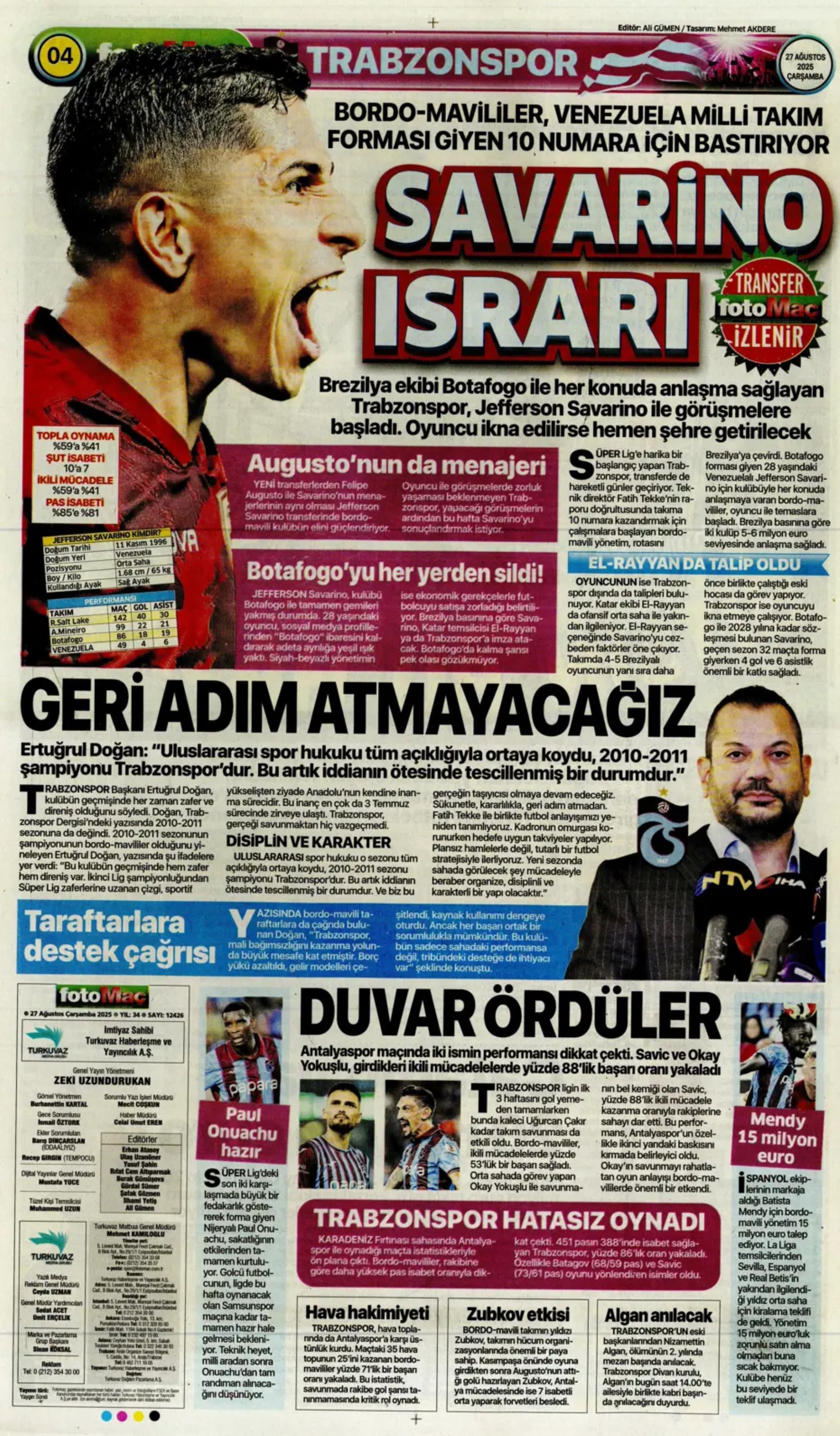 Sporda günün manşetleri... Fenerbahçe'nin liste başını Galatasaray alıyor