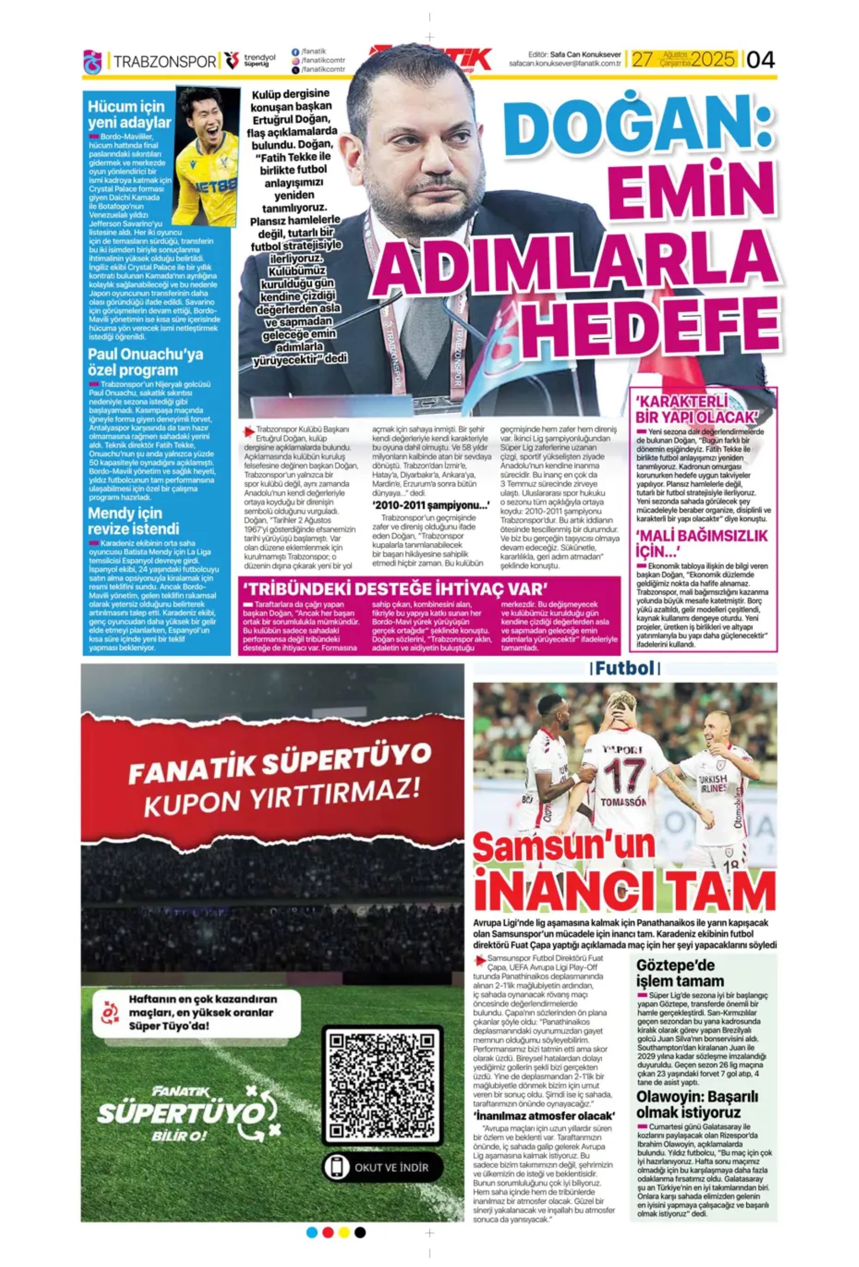 Sporda günün manşetleri... Fenerbahçe'nin liste başını Galatasaray alıyor