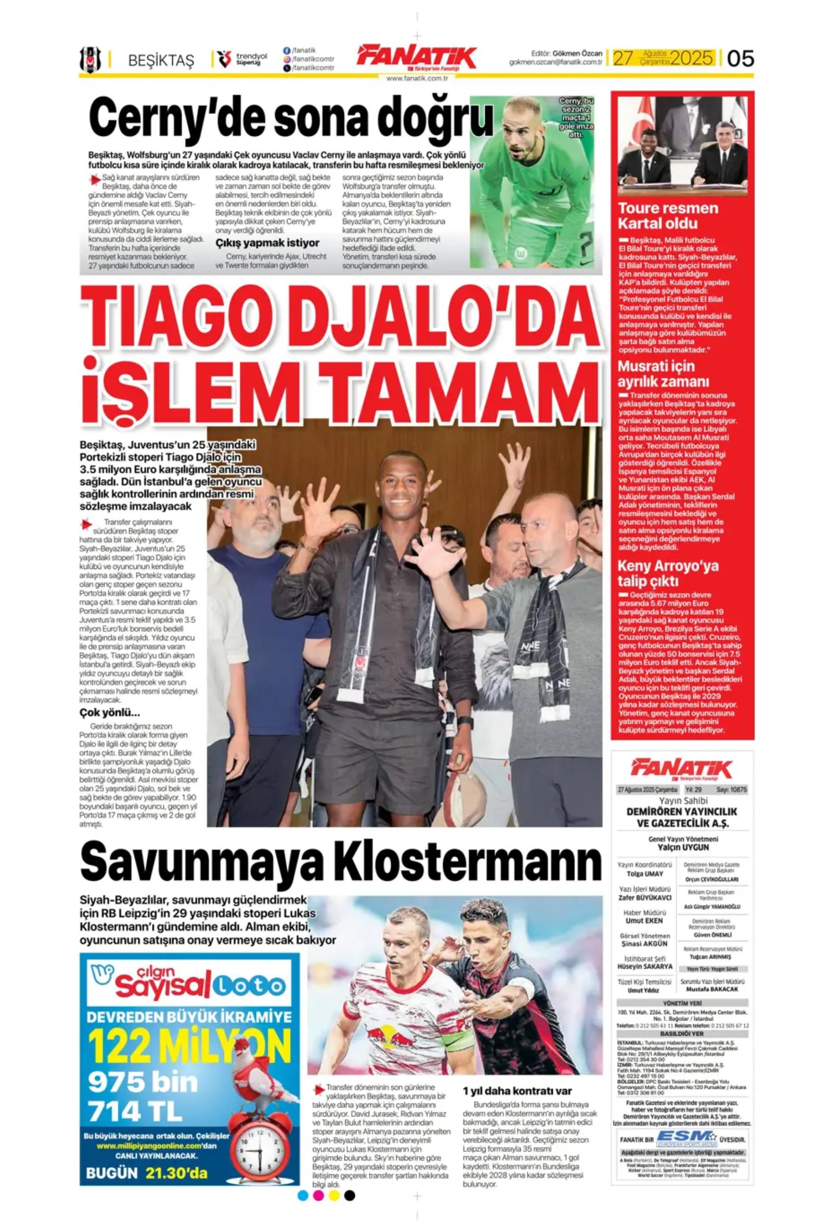 Sporda günün manşetleri... Fenerbahçe'nin liste başını Galatasaray alıyor