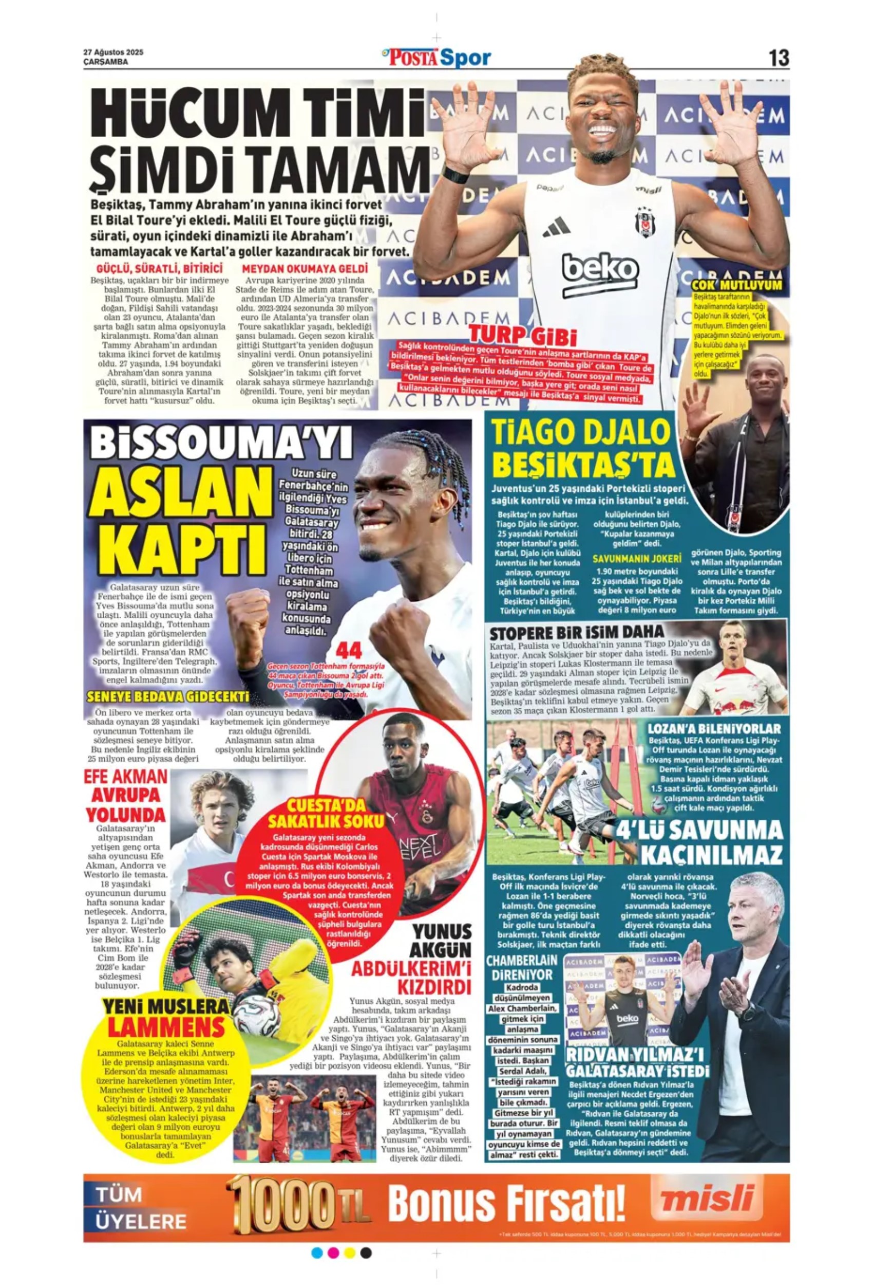 Sporda günün manşetleri... Fenerbahçe'nin liste başını Galatasaray alıyor
