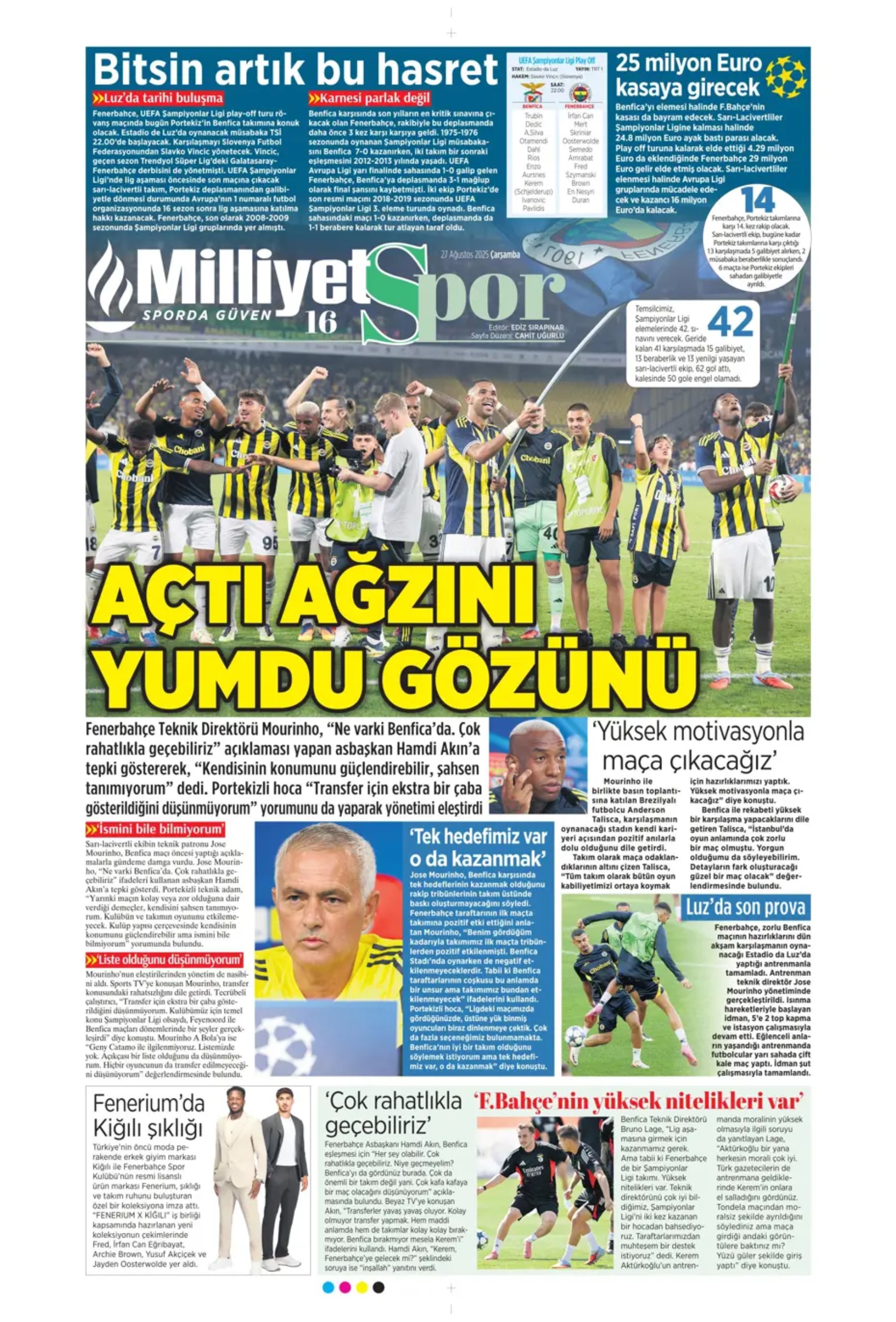 Sporda günün manşetleri... Fenerbahçe'nin liste başını Galatasaray alıyor