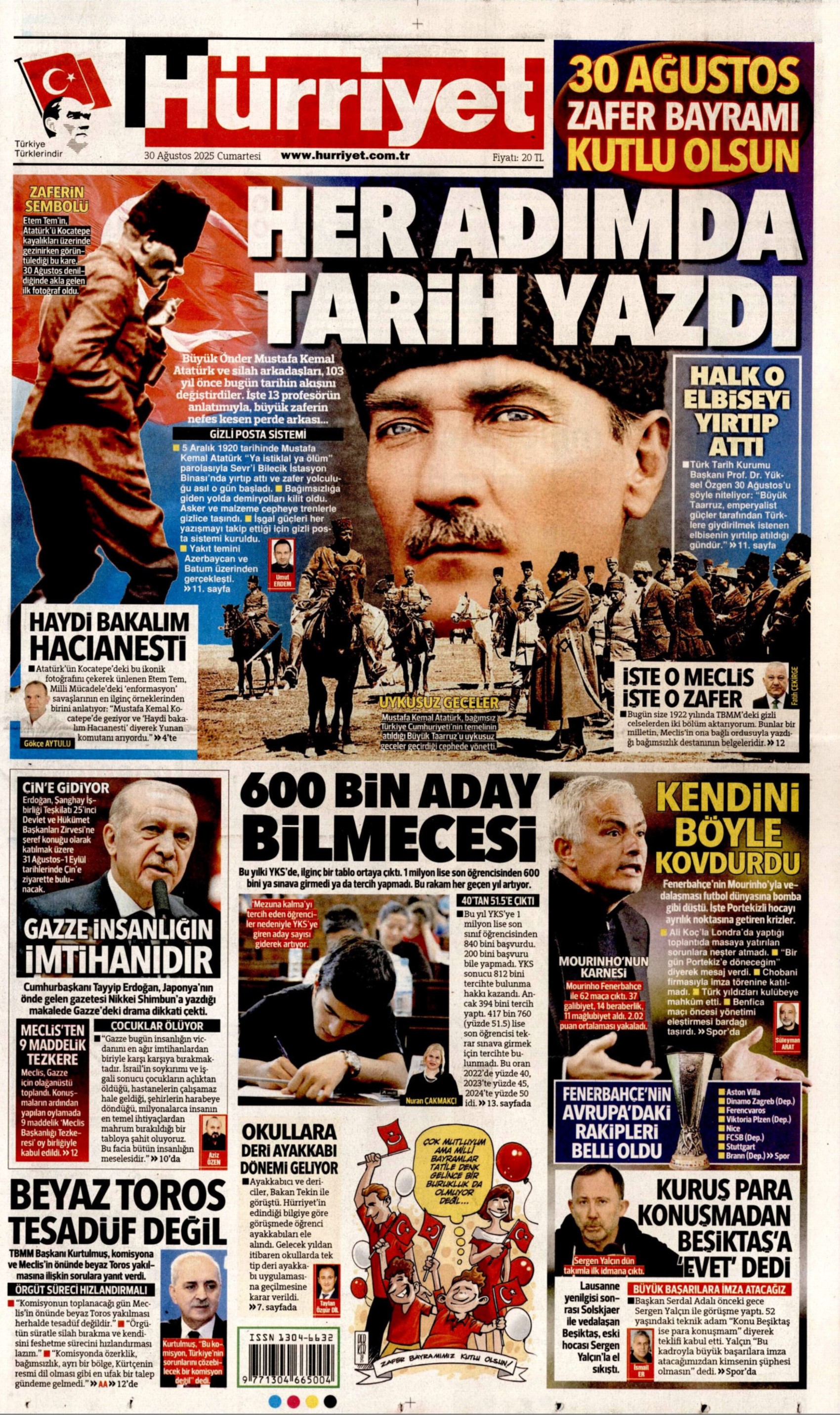 30 Ağustos 2025 gazete manşetleri: Gazeteler, 30 Ağustos Zafer Bayramı'nı nasıl gördü?