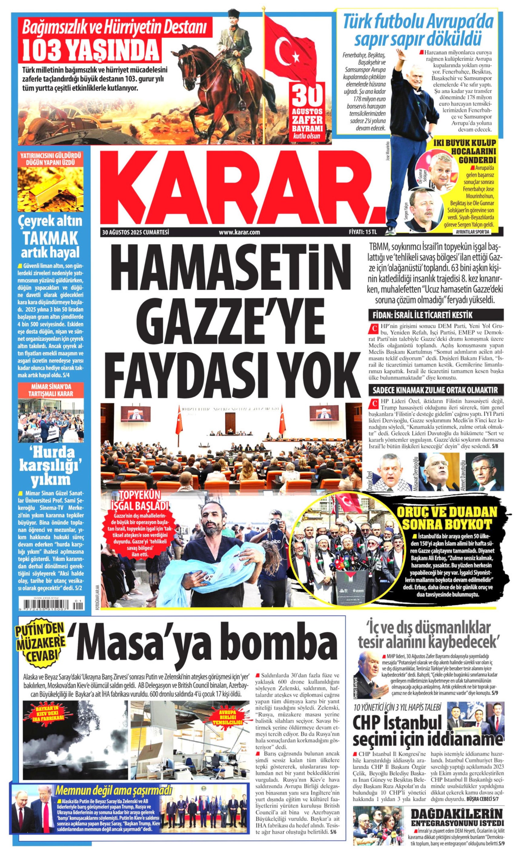 30 Ağustos 2025 gazete manşetleri: Gazeteler, 30 Ağustos Zafer Bayramı'nı nasıl gördü?