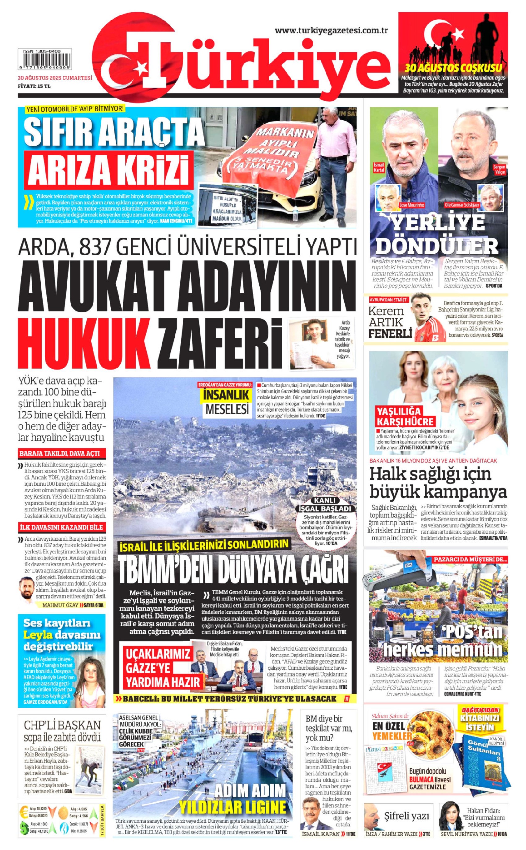 30 Ağustos 2025 gazete manşetleri: Gazeteler, 30 Ağustos Zafer Bayramı'nı nasıl gördü?