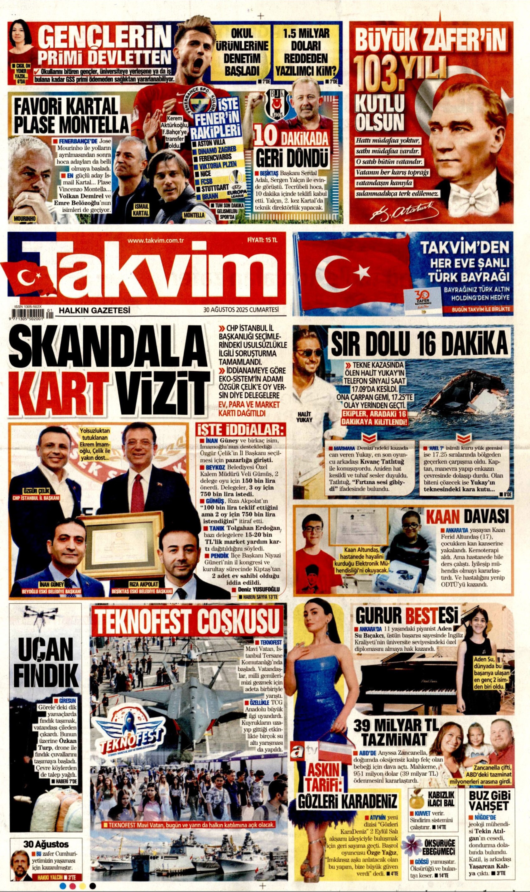 30 Ağustos 2025 gazete manşetleri: Gazeteler, 30 Ağustos Zafer Bayramı'nı nasıl gördü?