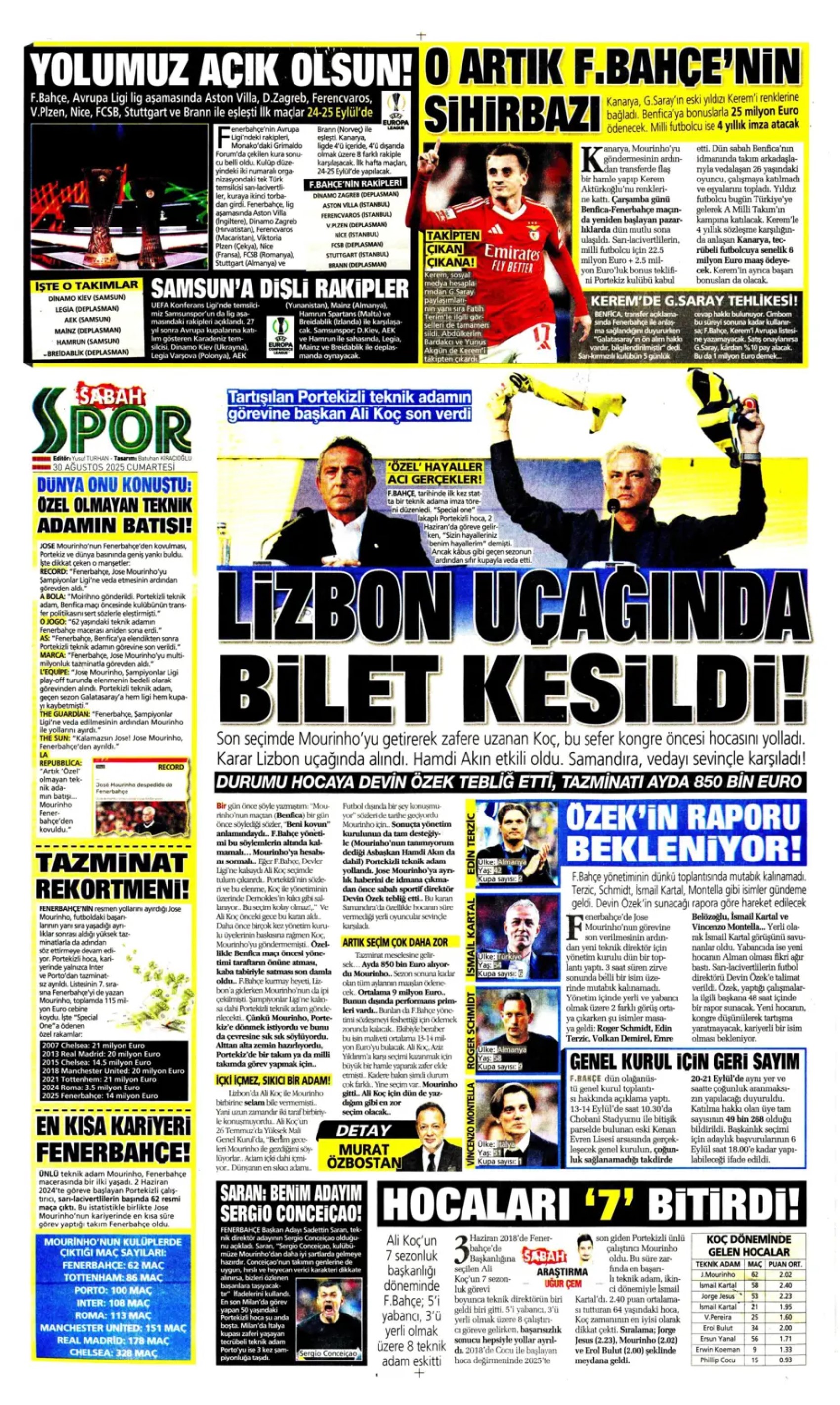 Sporda günün manşetleri... Mourinho ile ilgili o gerçek ortaya çıktı: Meğerse o maçtan önce kovulmuş!