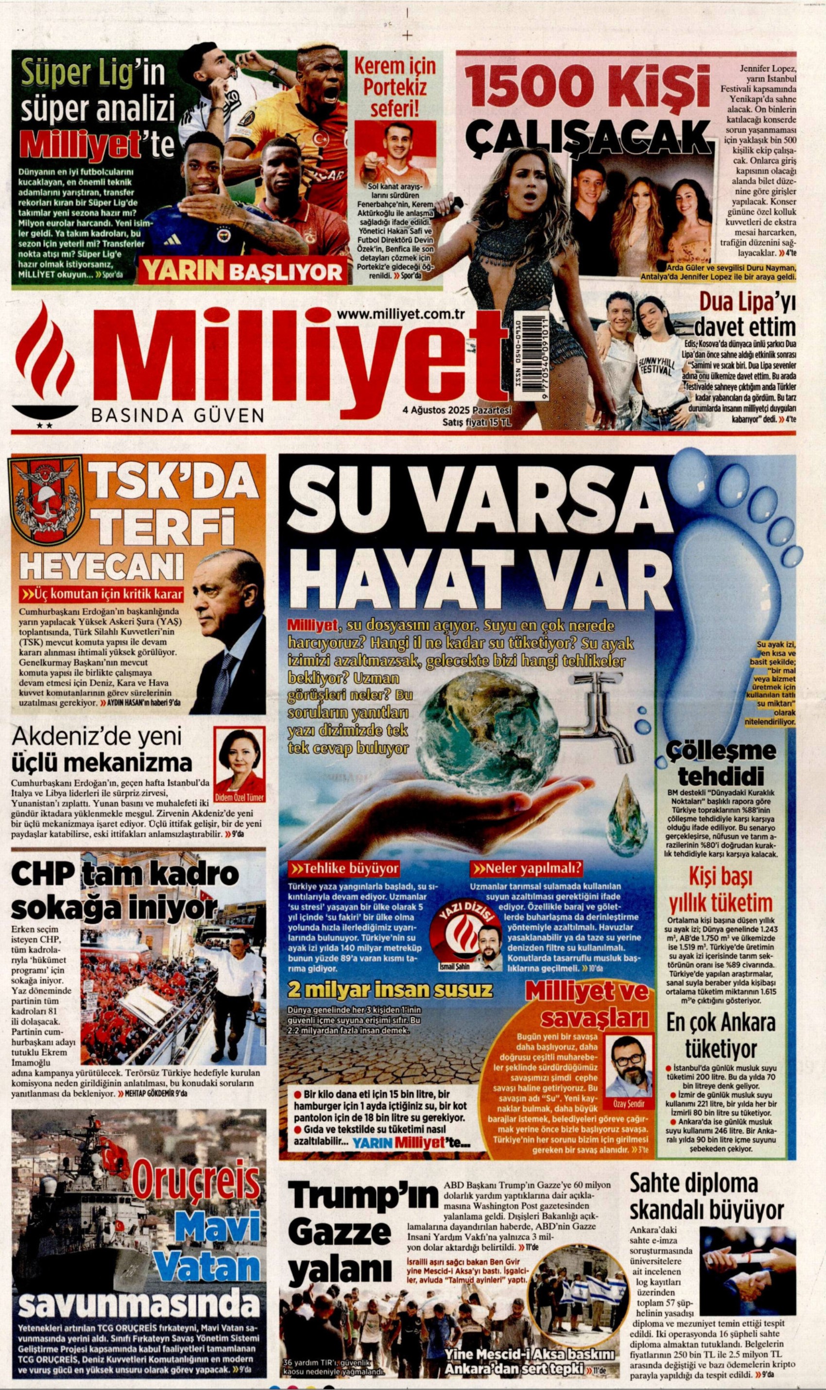 4 Ağustos 2025 gazete manşetleri: Gazeteler, İYİ Parti'nin Birinci Vazifen Mitingi'ni nasıl gördü?