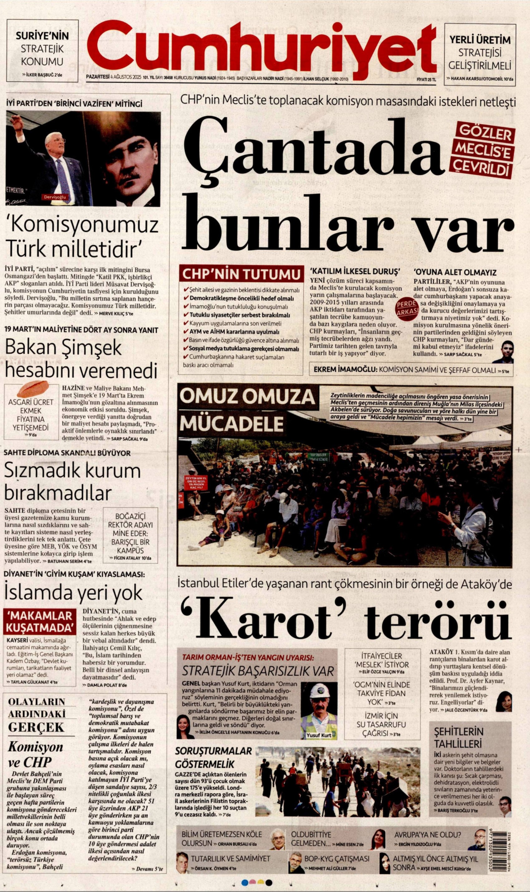 4 Ağustos 2025 gazete manşetleri: Gazeteler, İYİ Parti'nin Birinci Vazifen Mitingi'ni nasıl gördü?
