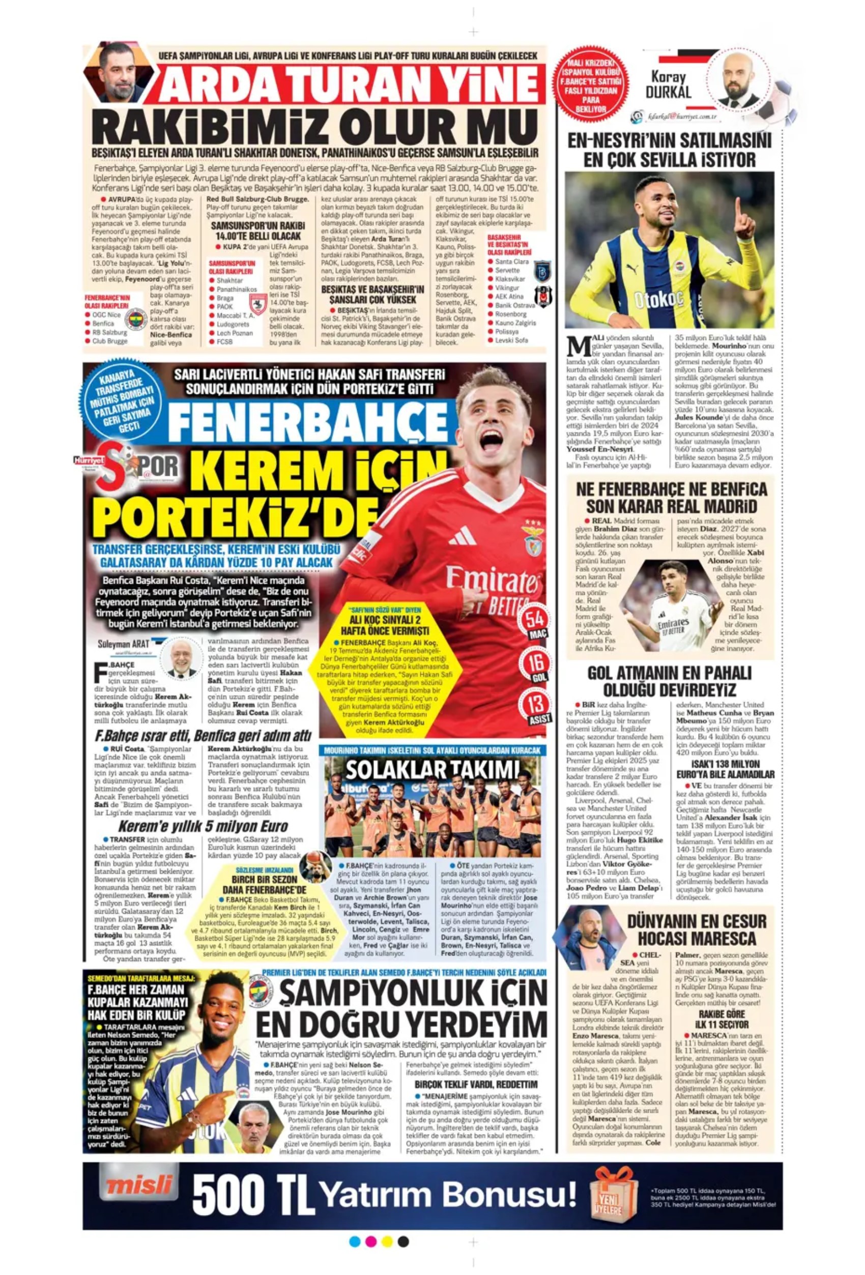 Sporda günün manşetleri... Fenerbahçe transferde durmuyor: Kerem'den sonra imzalar devam edecek! İşte listedeki o isimler