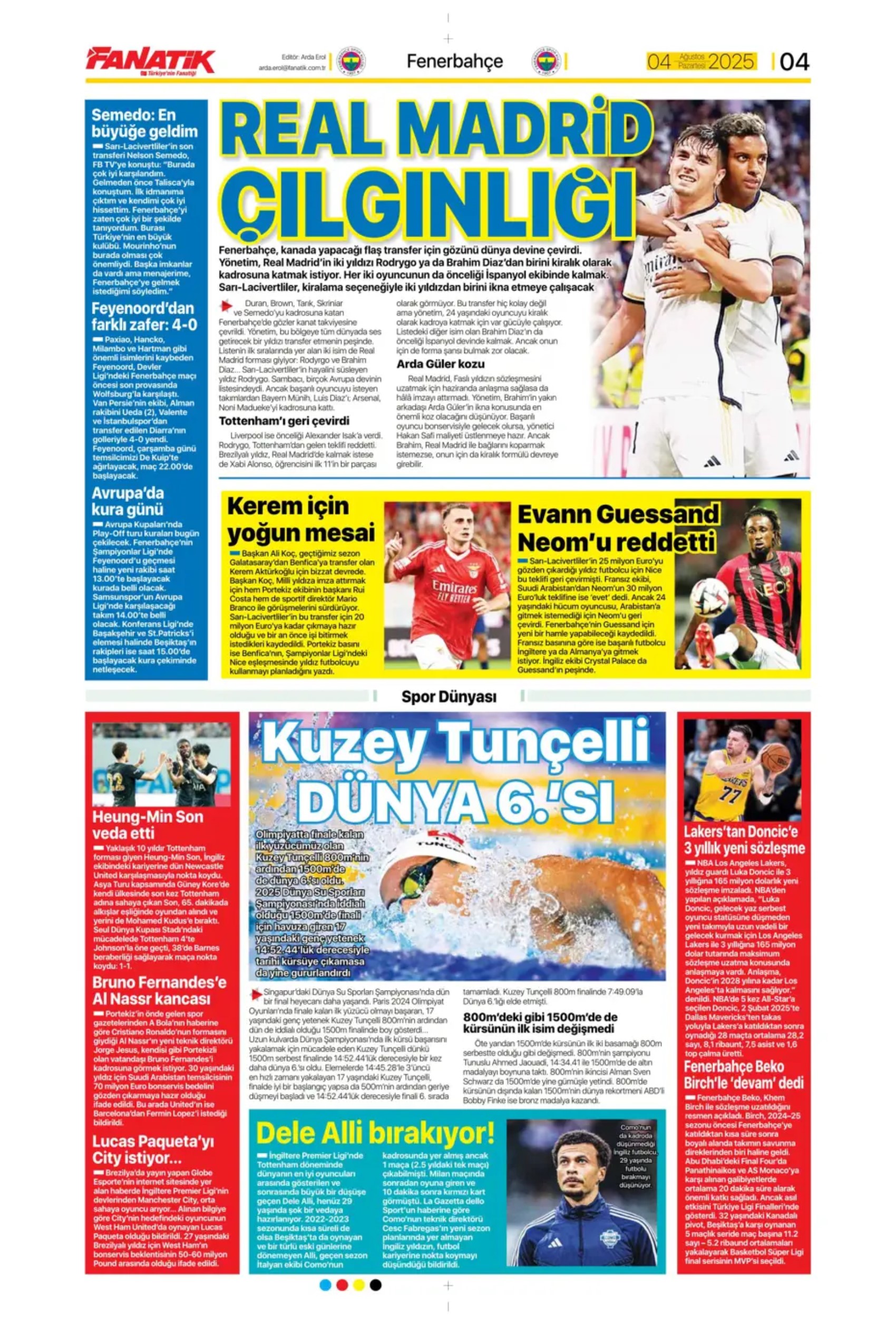 Sporda günün manşetleri... Fenerbahçe transferde durmuyor: Kerem'den sonra imzalar devam edecek! İşte listedeki o isimler