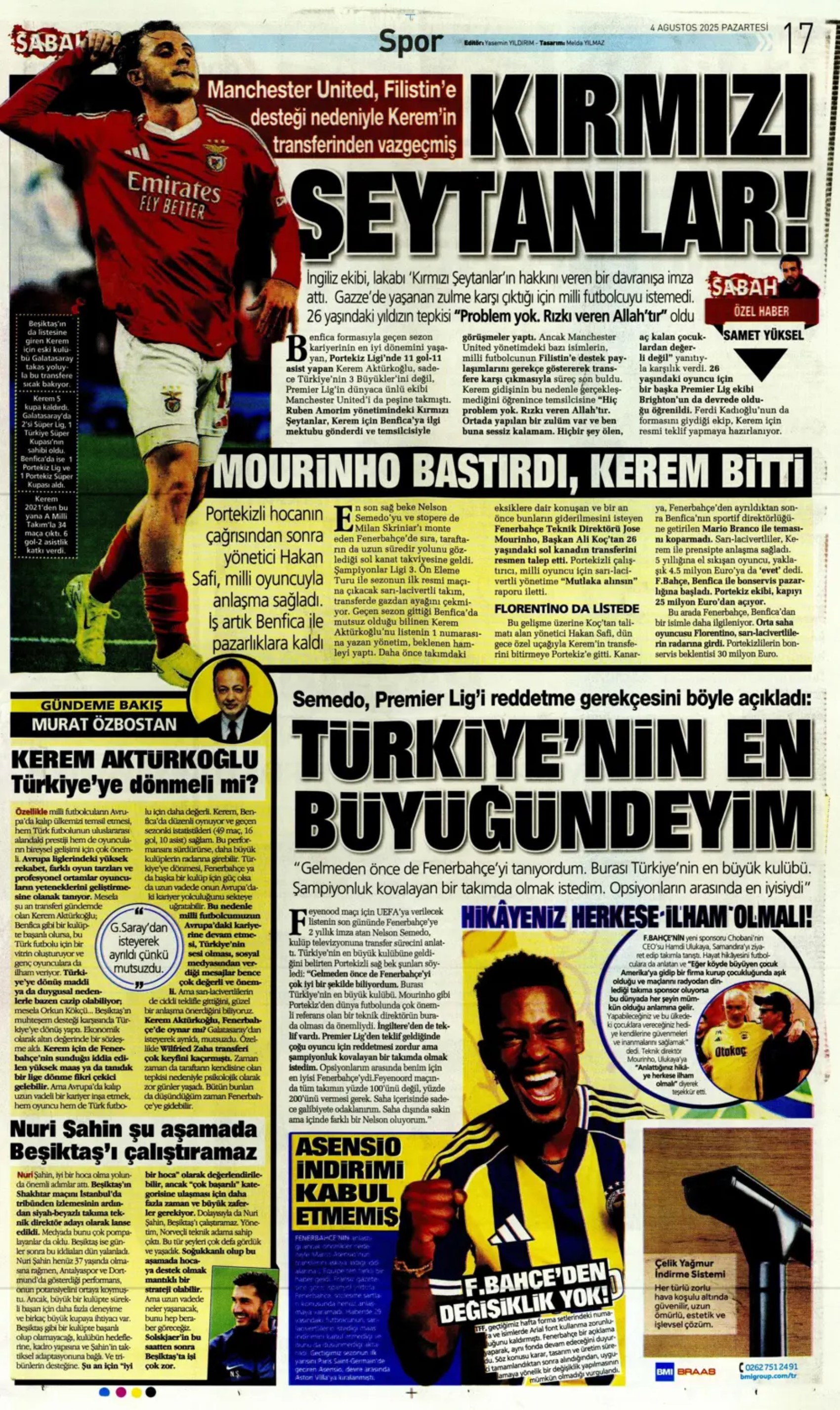 Sporda günün manşetleri... Fenerbahçe transferde durmuyor: Kerem'den sonra imzalar devam edecek! İşte listedeki o isimler