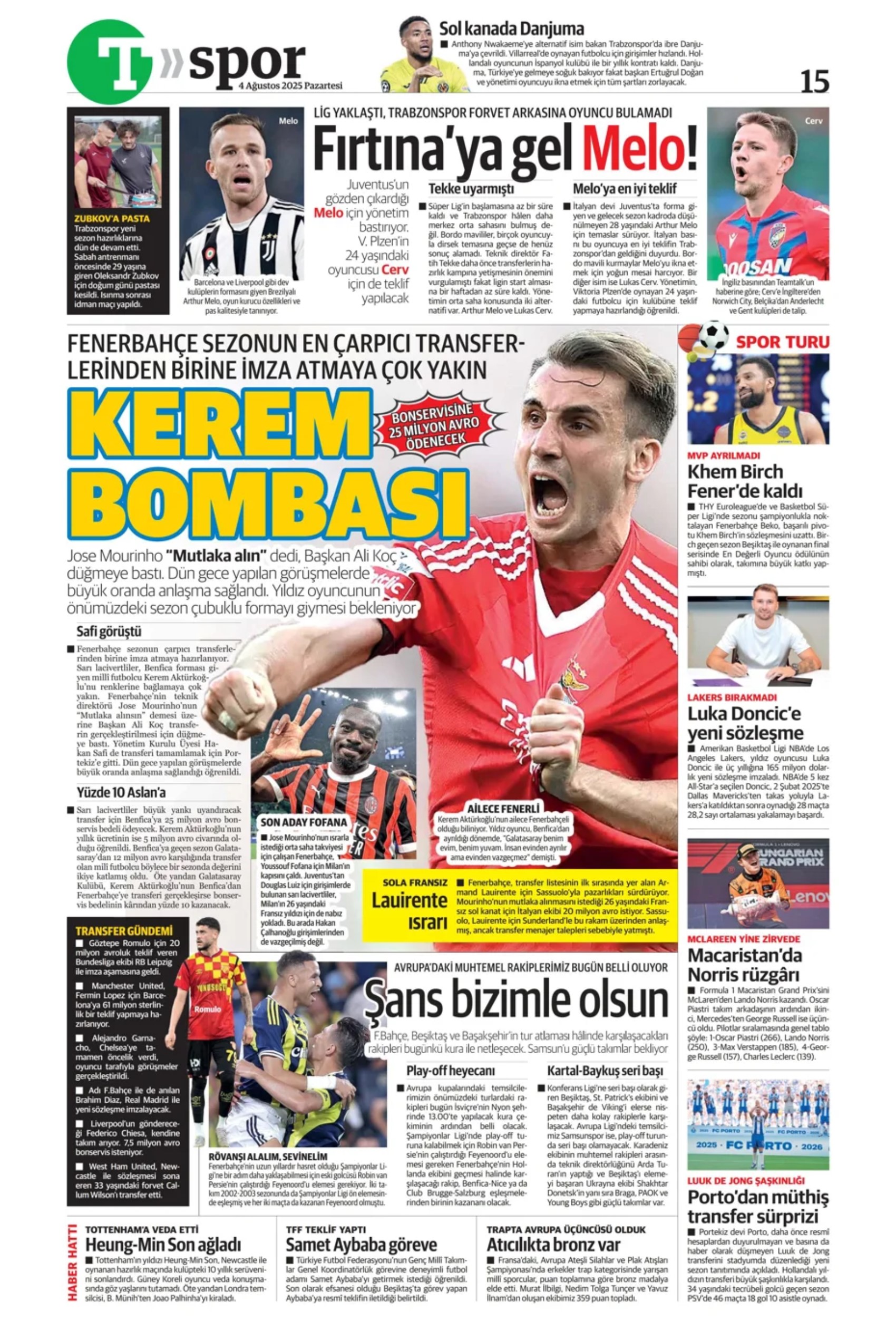 Sporda günün manşetleri... Fenerbahçe transferde durmuyor: Kerem'den sonra imzalar devam edecek! İşte listedeki o isimler