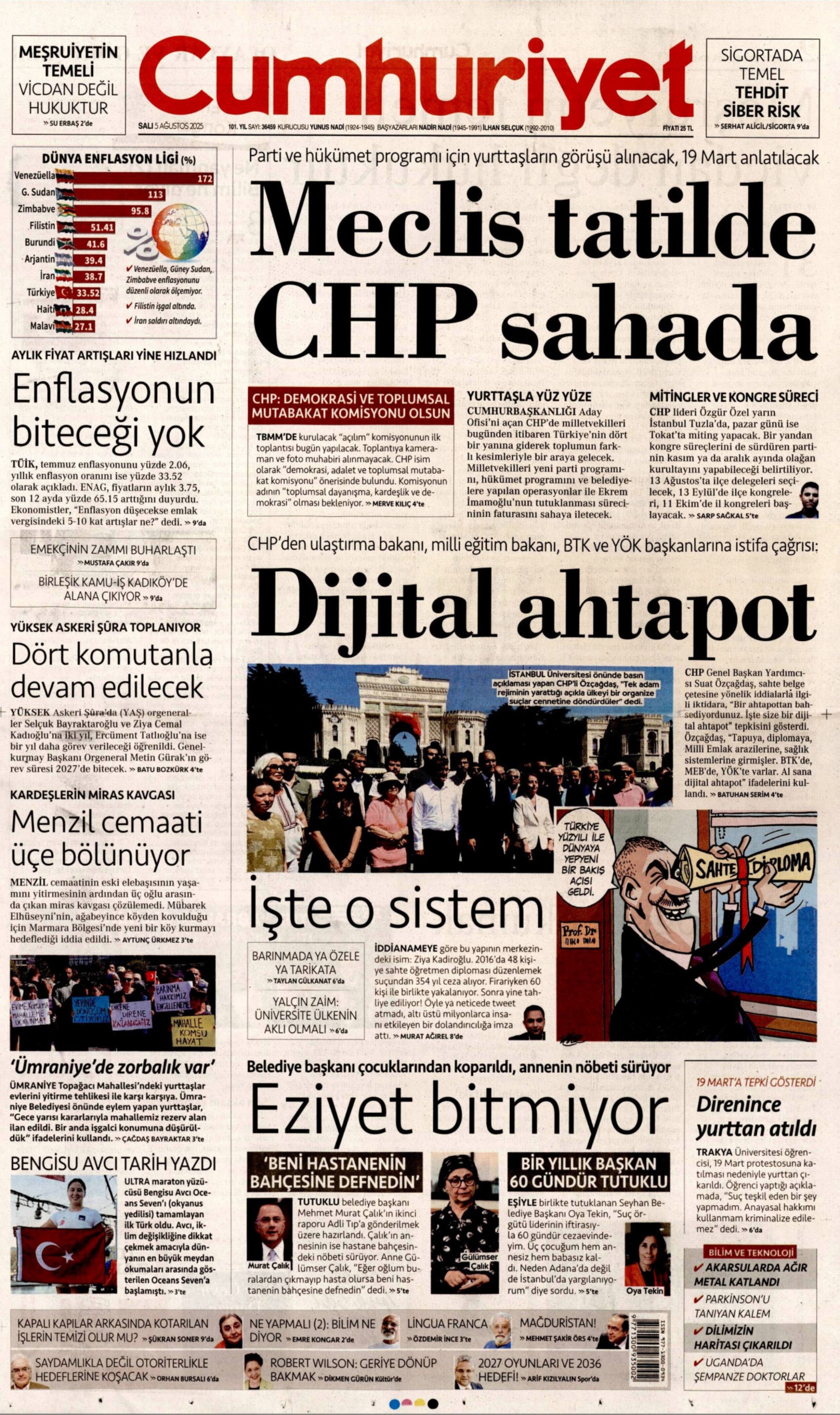 Soruşturma derinleşiyor: Gazeteler, sahte diploma skandalını nasıl gördü? (5 Ağustos 2025 gazete manşetleri)