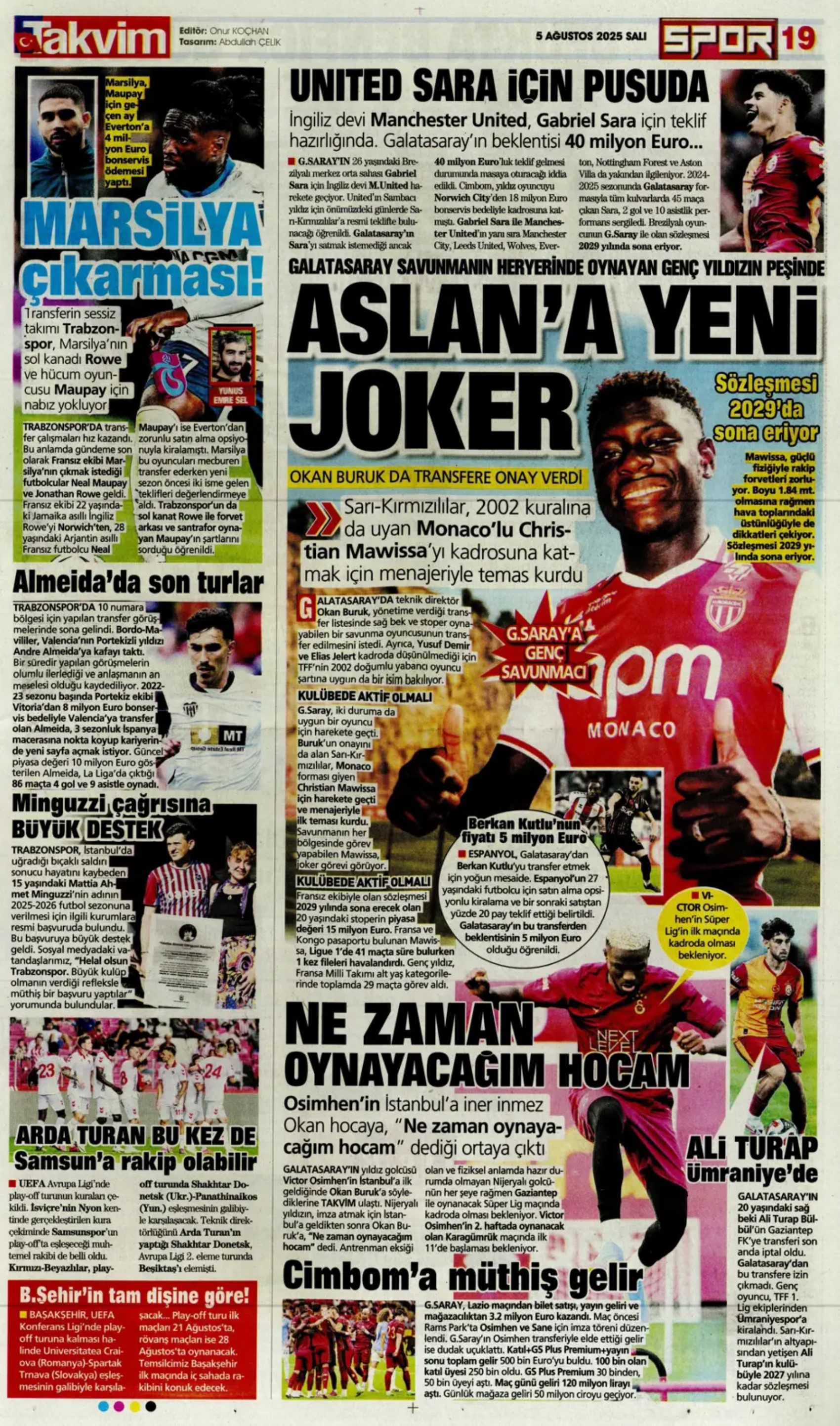 Sporda günün manşetleri: Kerem transferinde kıran kırana pazarlık sürüyor