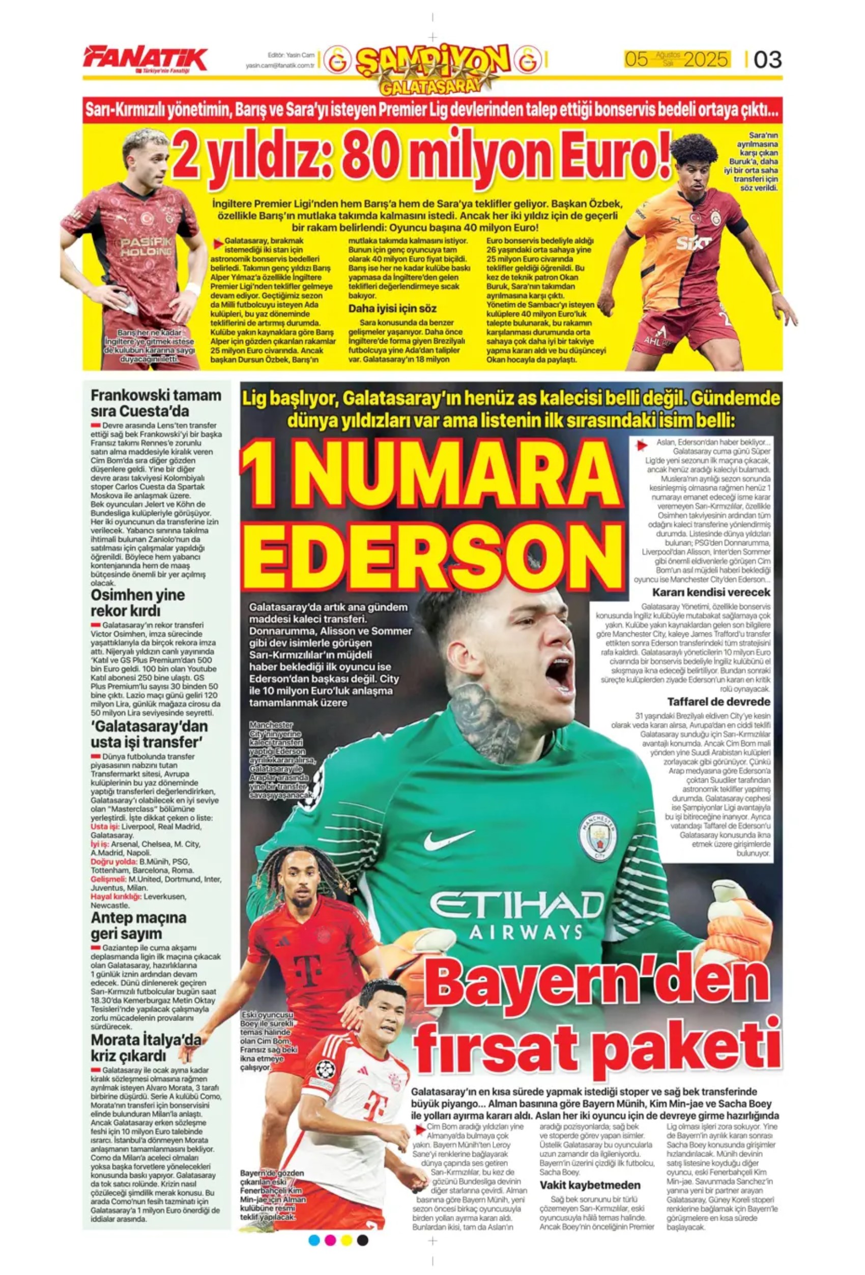 Sporda günün manşetleri: Kerem transferinde kıran kırana pazarlık sürüyor