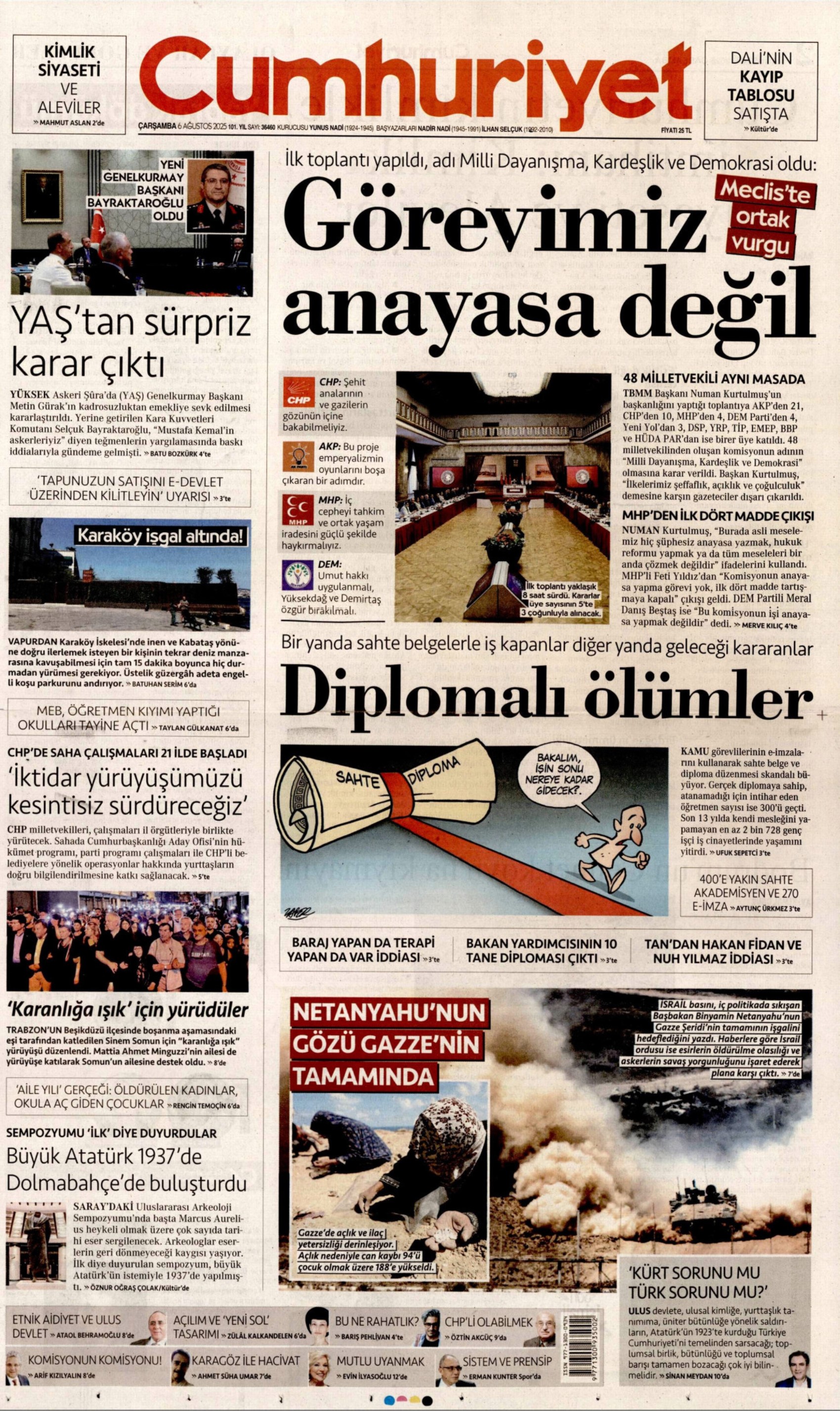 6 Ağustos 2025 gazete manşetleri: Gazeteler, açılım komisyonunun ilk toplantısını ve YAŞ kararlarını nasıl gördü?