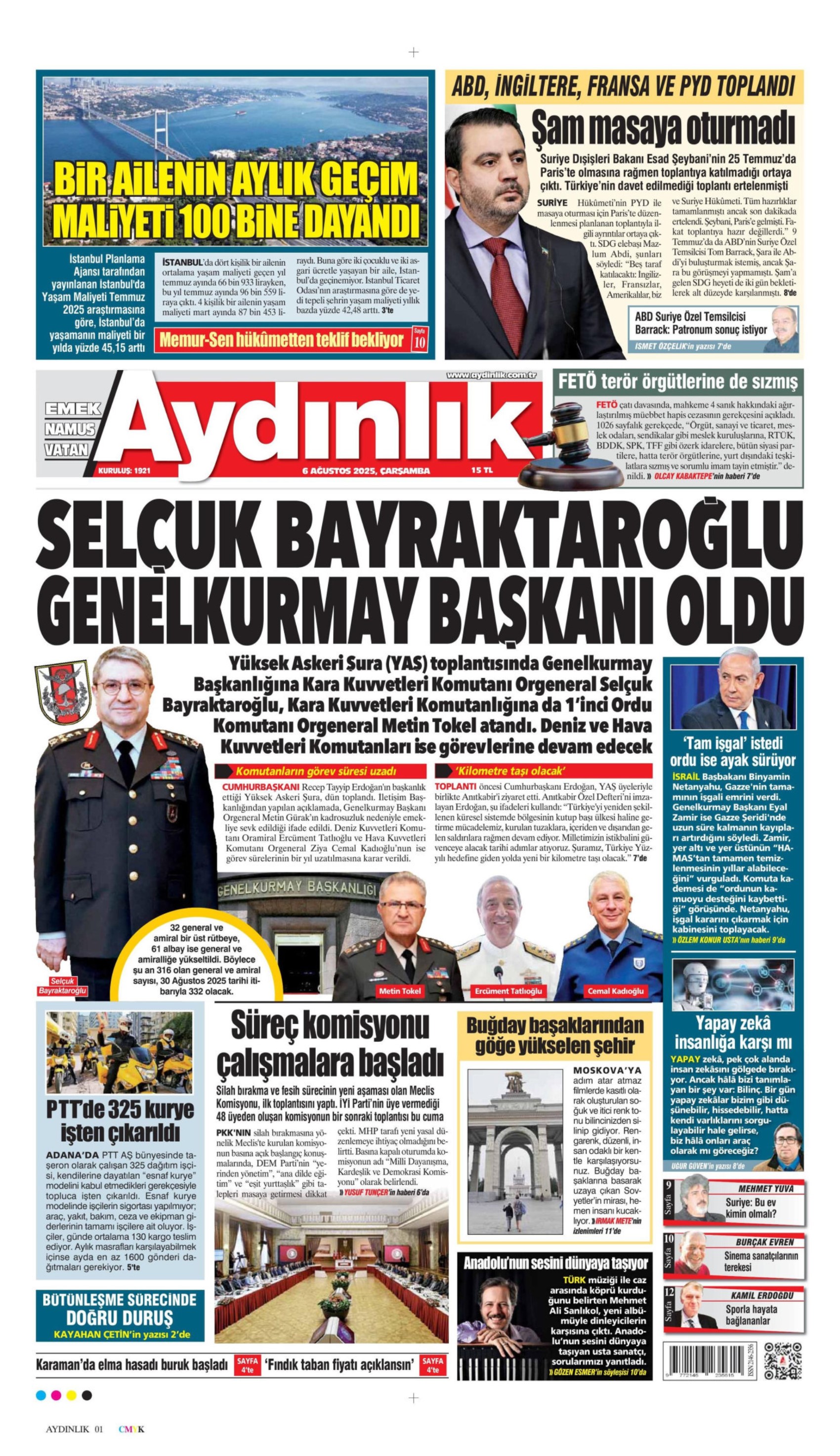 6 Ağustos 2025 gazete manşetleri: Gazeteler, açılım komisyonunun ilk toplantısını ve YAŞ kararlarını nasıl gördü?