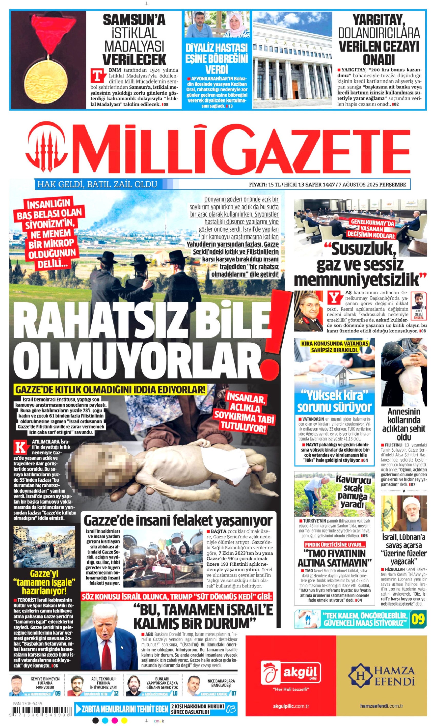 7 Ağustos 2025 gazete manşetleri