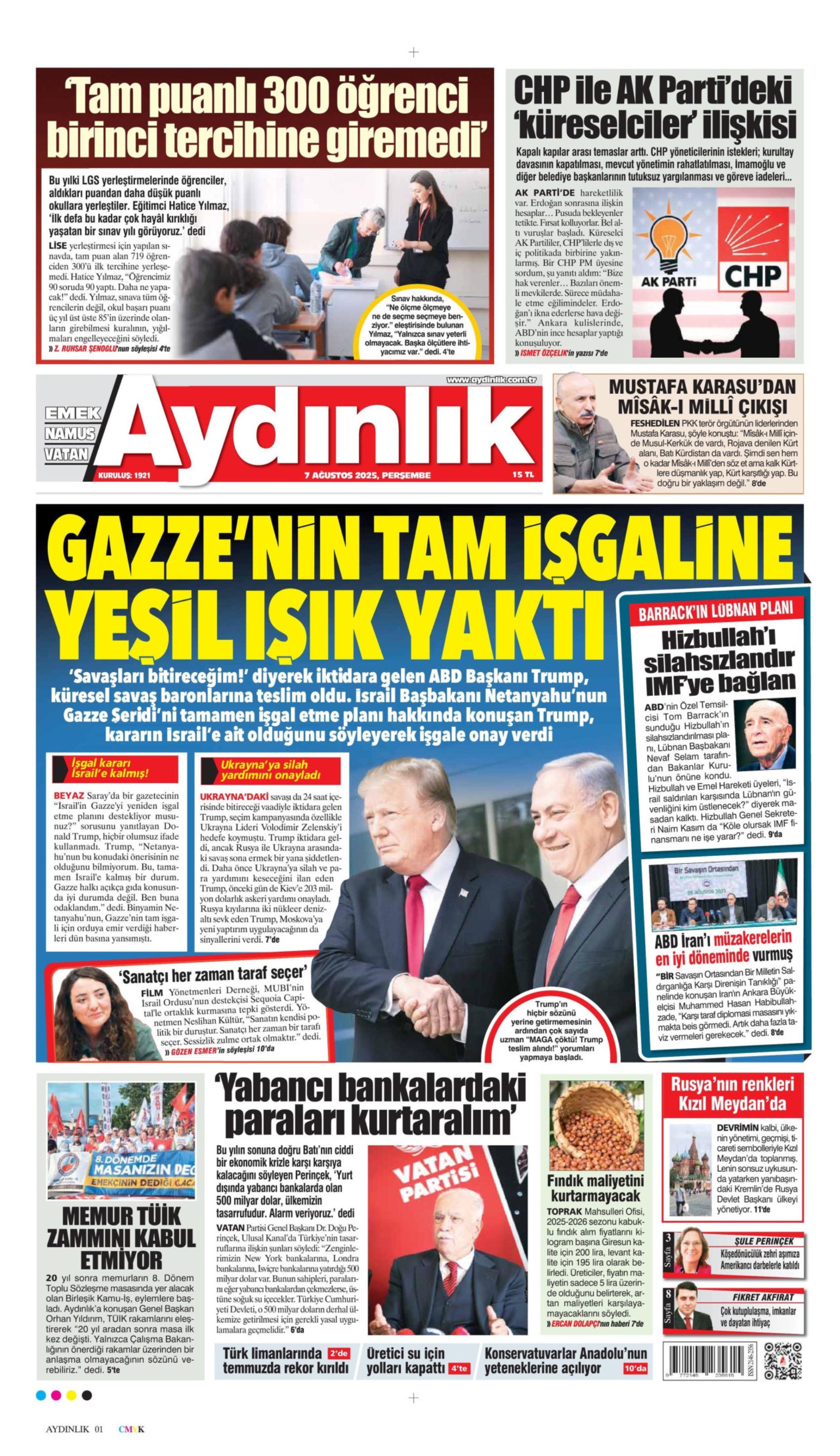 7 Ağustos 2025 gazete manşetleri