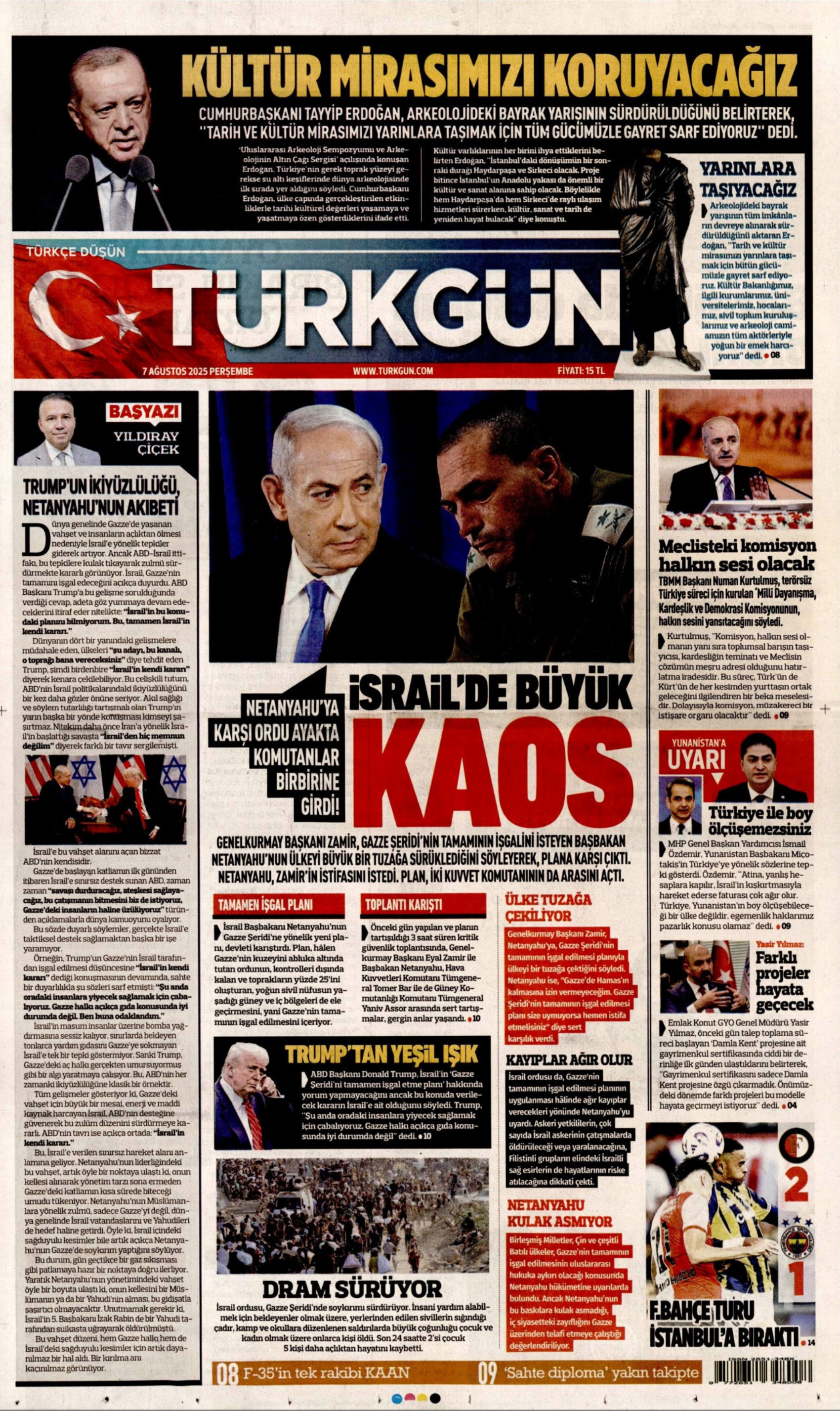 7 Ağustos 2025 gazete manşetleri