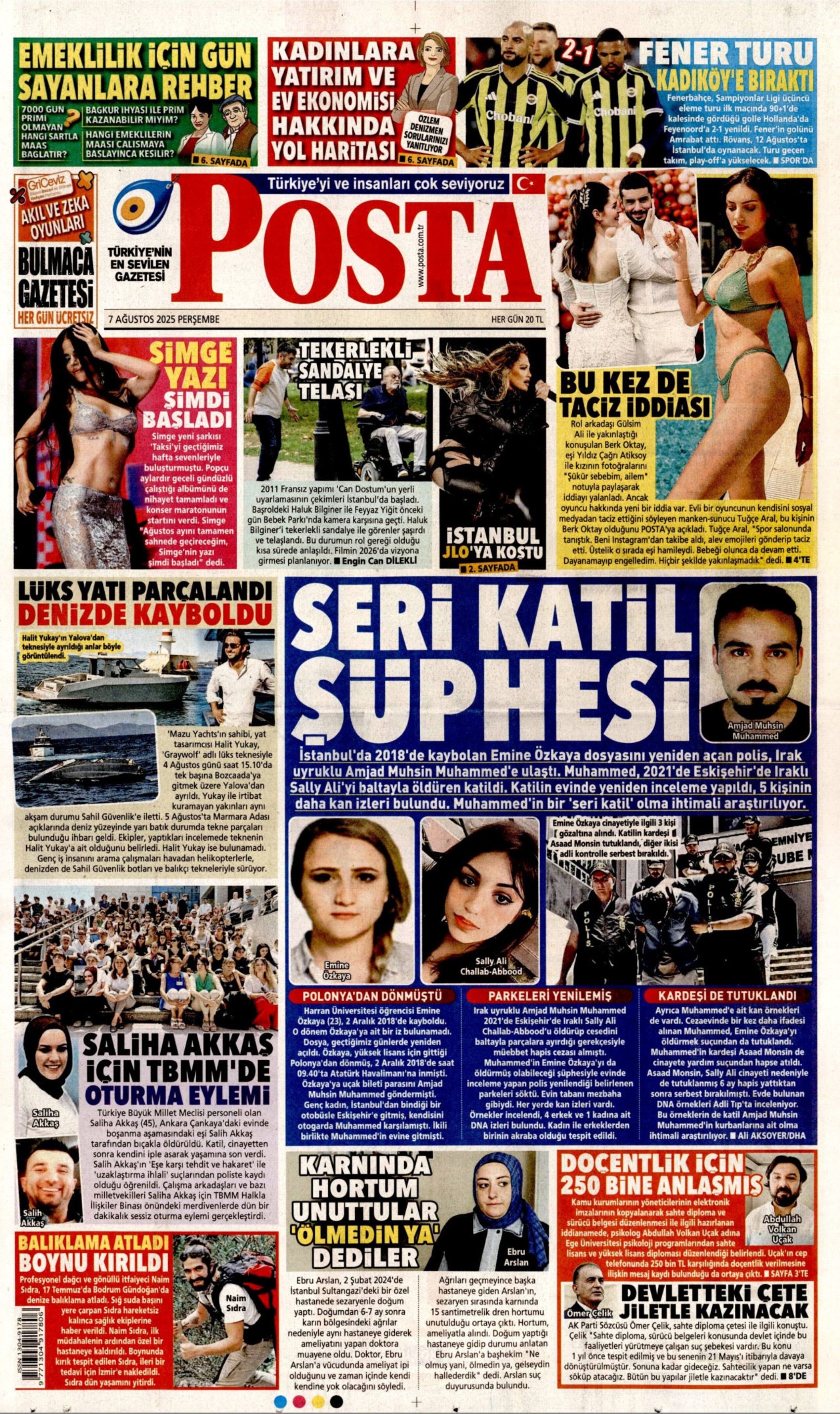 7 Ağustos 2025 gazete manşetleri