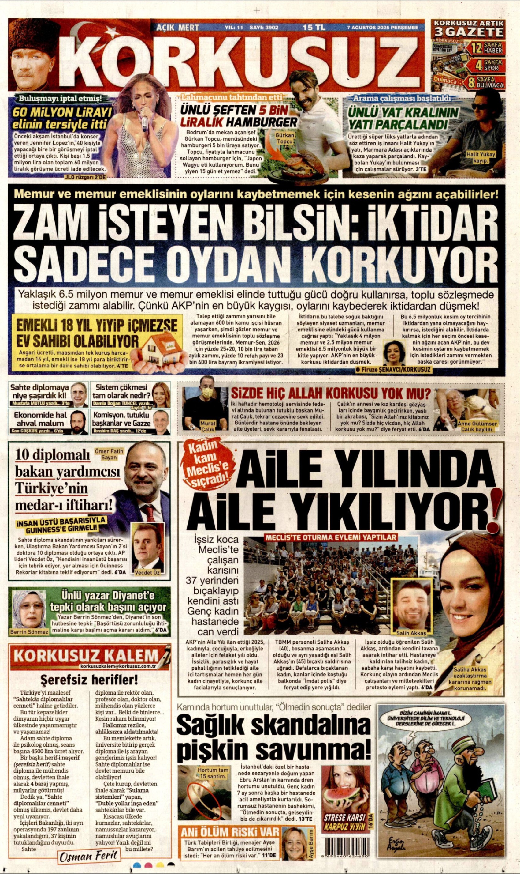 7 Ağustos 2025 gazete manşetleri
