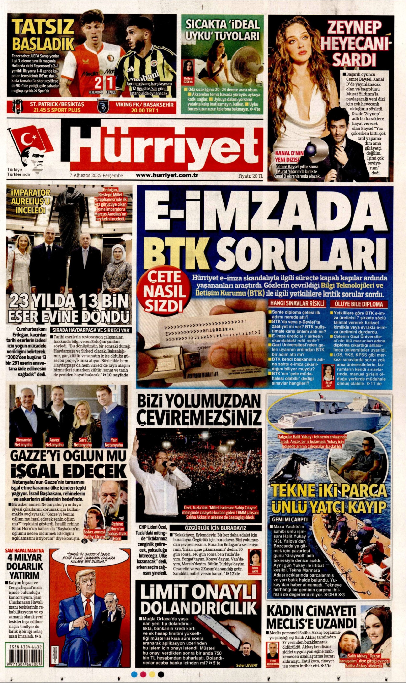 7 Ağustos 2025 gazete manşetleri