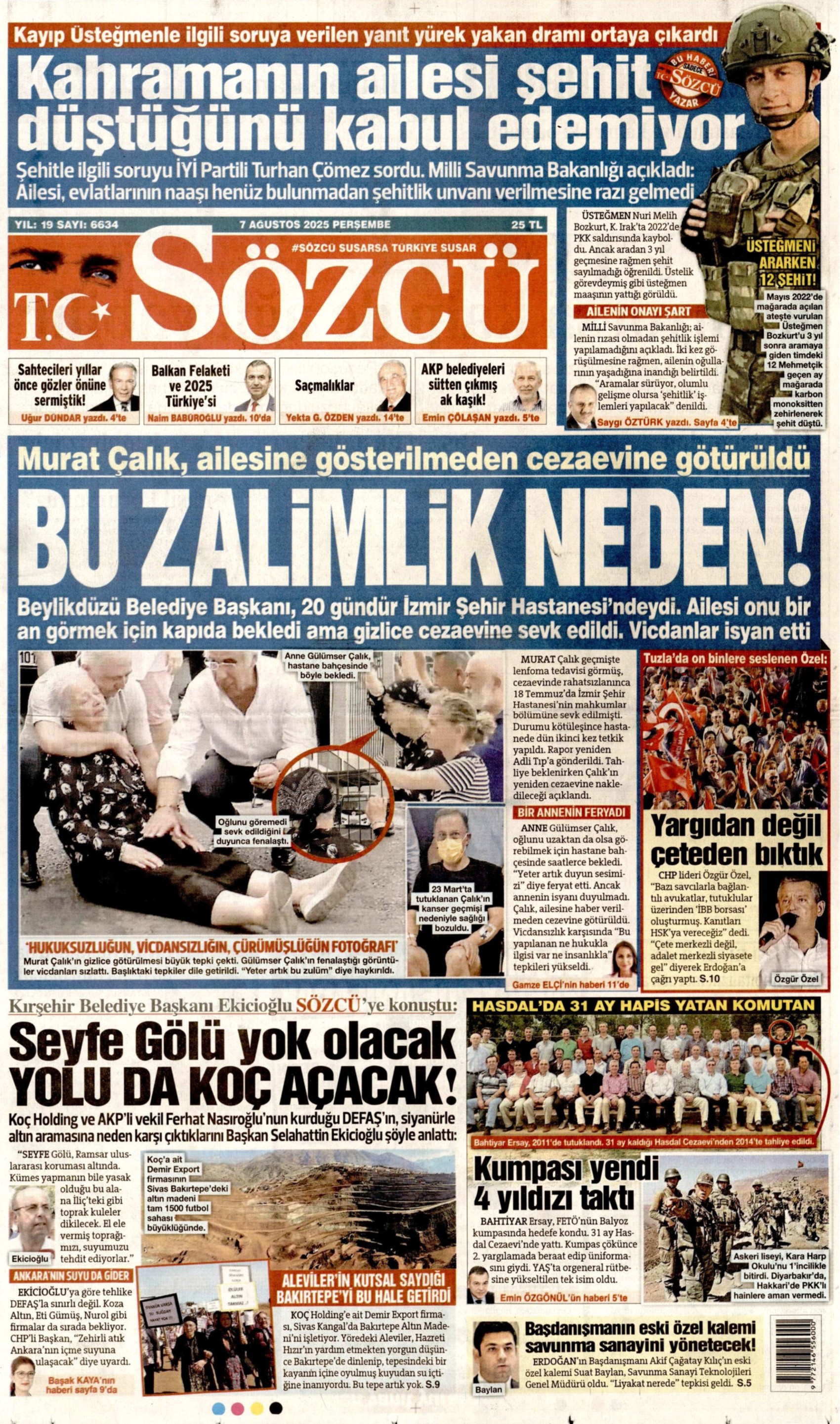 7 Ağustos 2025 gazete manşetleri