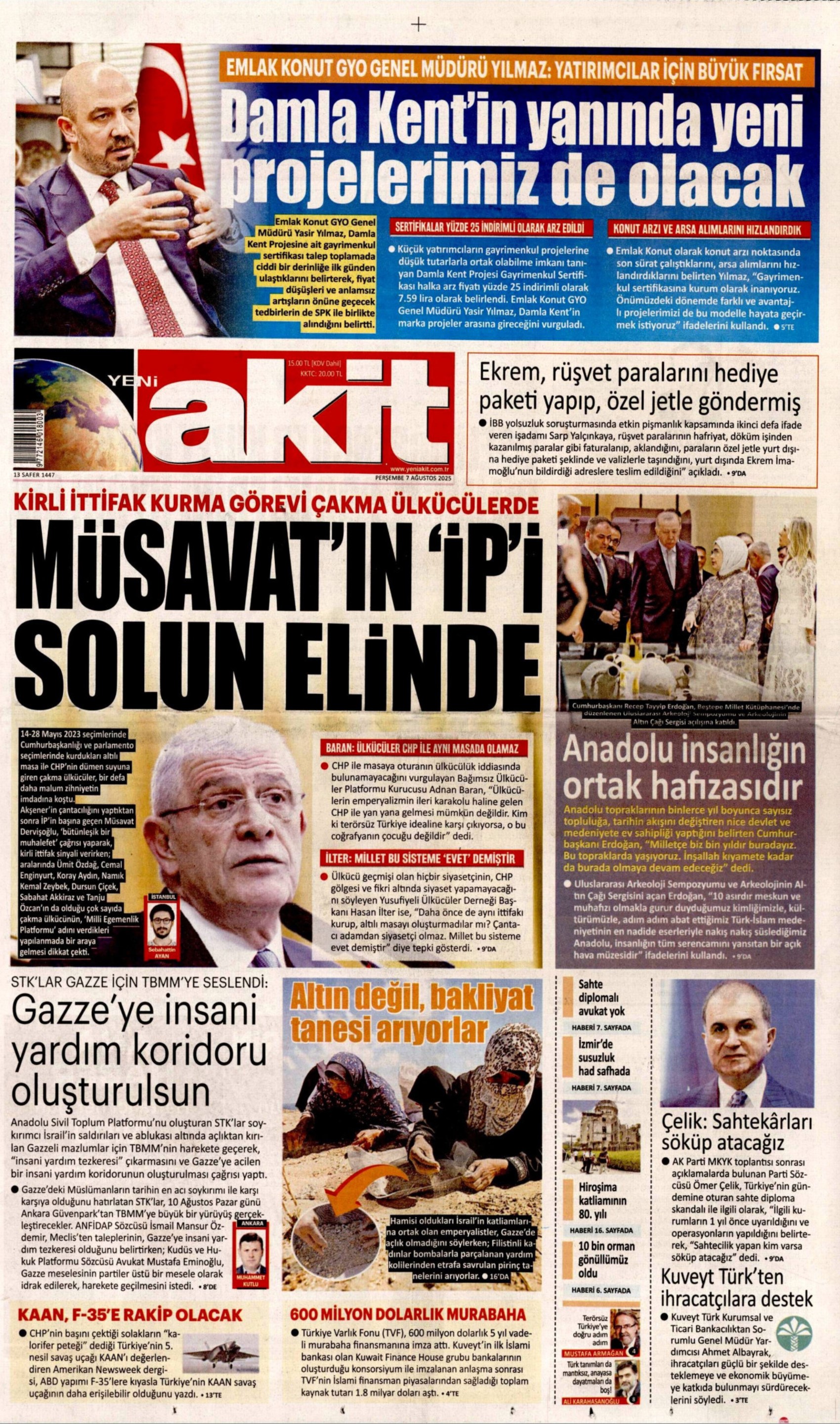 7 Ağustos 2025 gazete manşetleri