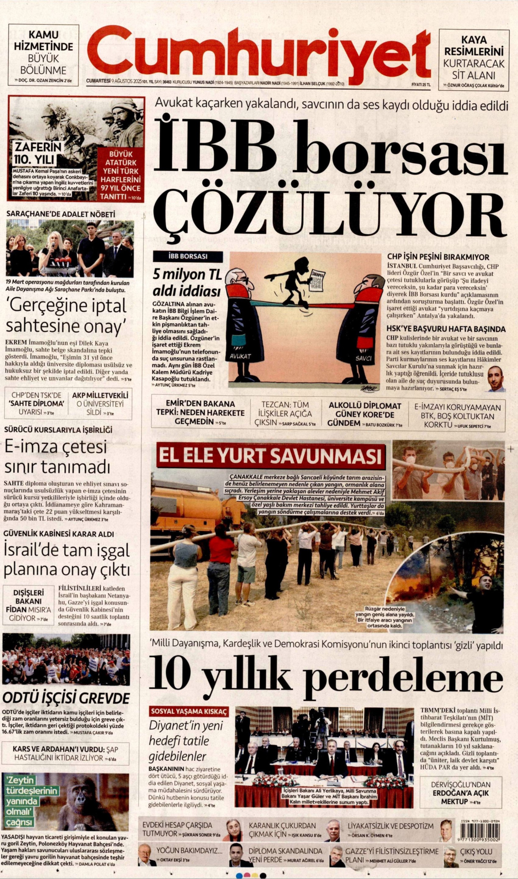 9 Ağustos 2025 gazete manşetleri: Gazeteler açılım komisyonunun 'gizlilik' kararını nasıl gördü?